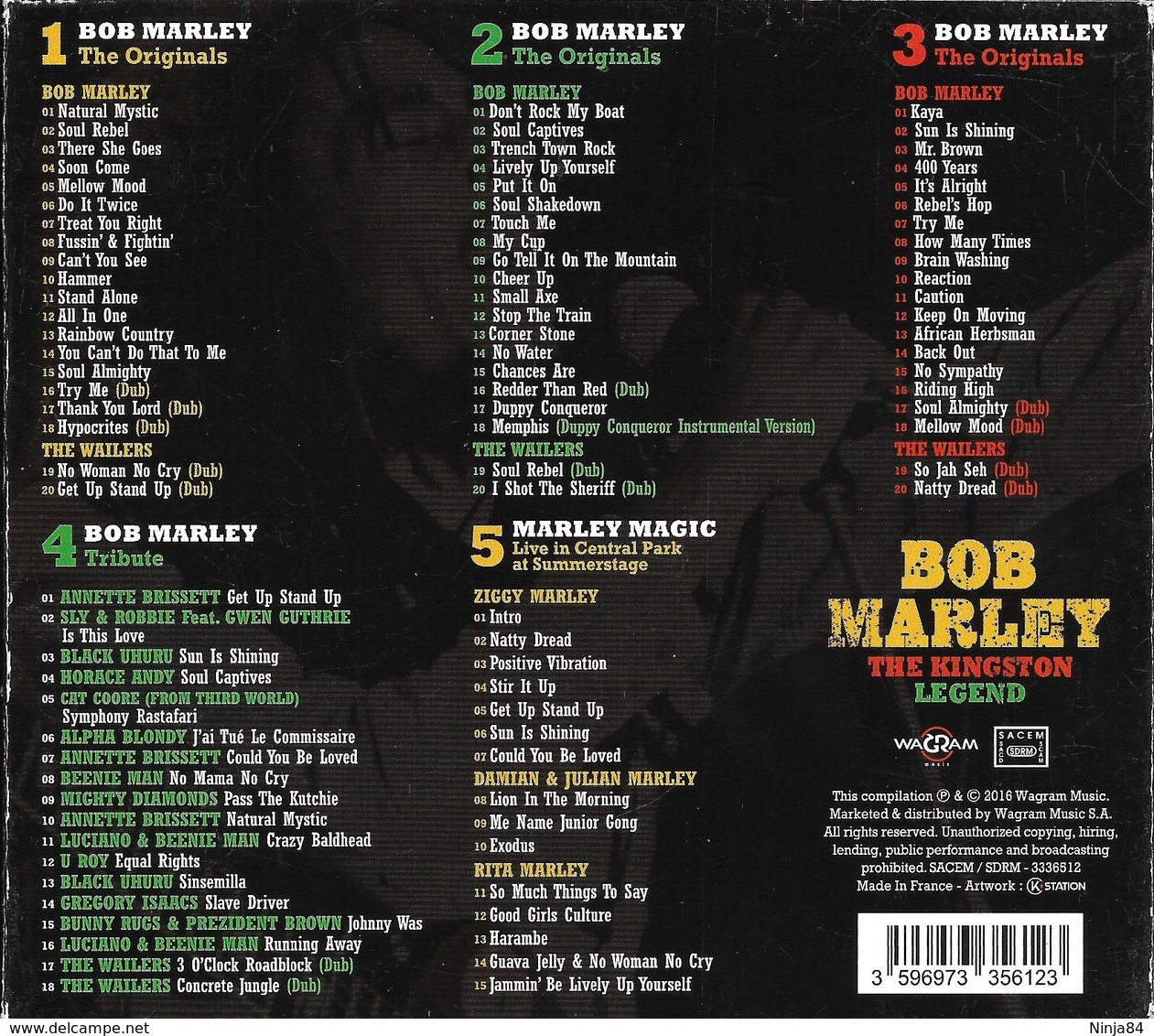 5 CD  Bob Marley   "  The Kingston Legend  " - Reggae