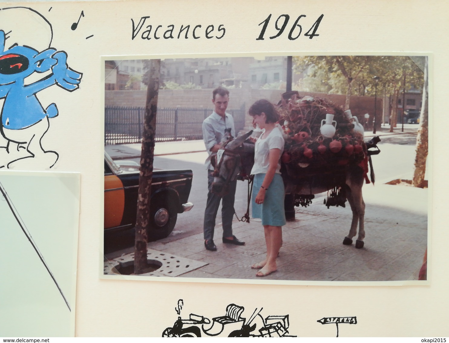 COUPLE VACANCES CAMPING EN ESPAGNE MER LOT 13 PHOTOS ORIGINALES EN COULEURS  ANNÉE 1964