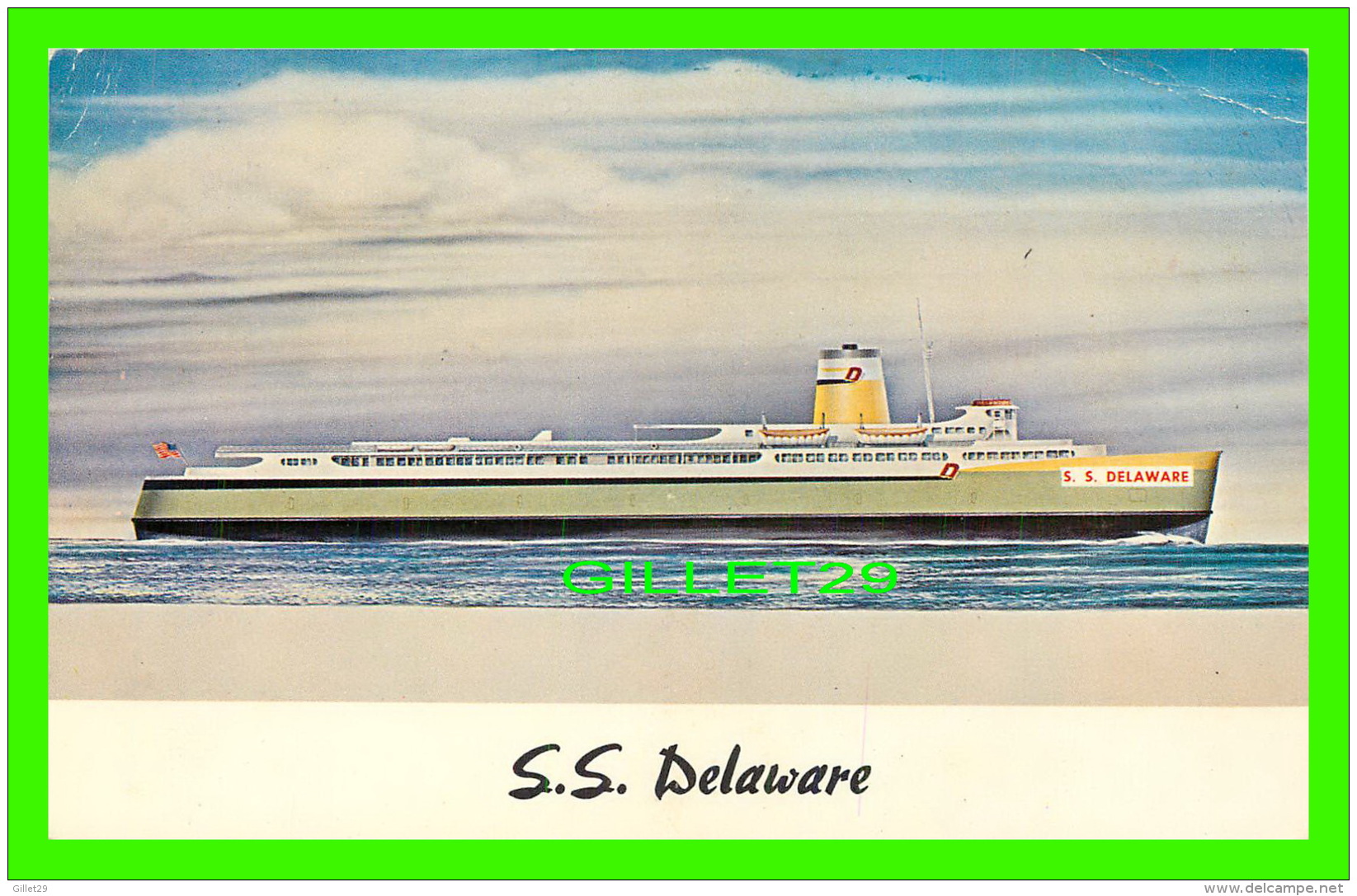 FERRY - S. S. DELAWARE - THE FLAGSHIP DELAWARE PLYING BETWEEN LEWES & CAPE MAY - TRAVEL IN 1965 - E. FARTHING - - Ferries