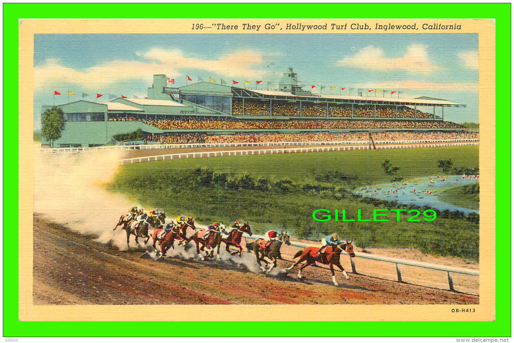 SPORT HIPPISME - " THERE THEY GO "  HOLLYWOOD TURF CLUB, INGLEWOOD, CA - - Hippisme
