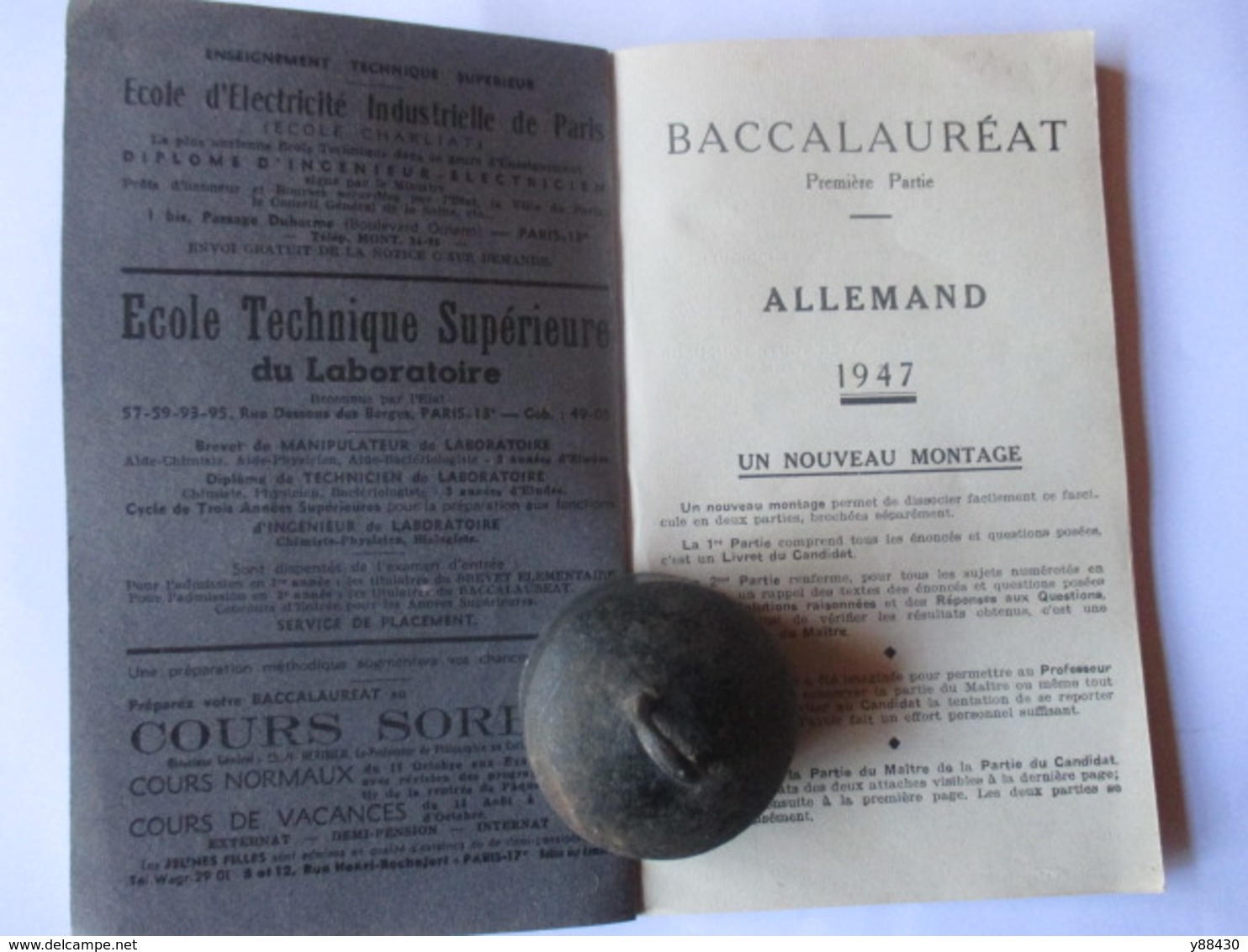 Livret ANNALES DEVELOPPEES De 1947 - BACCALAUREAT ALLEMAND - Editions SONZE - 50 Pages - 11 Photos - Materiale E Accessori