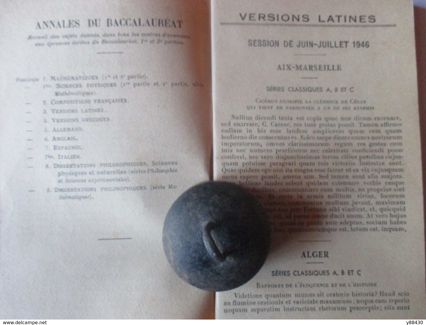 Livret ANNALES Du BACCALAUREAT De 1946 - Versions LATINES - Librairie VUIBERT - 44 Pages - 11 Photos - Matériel Et Accessoires