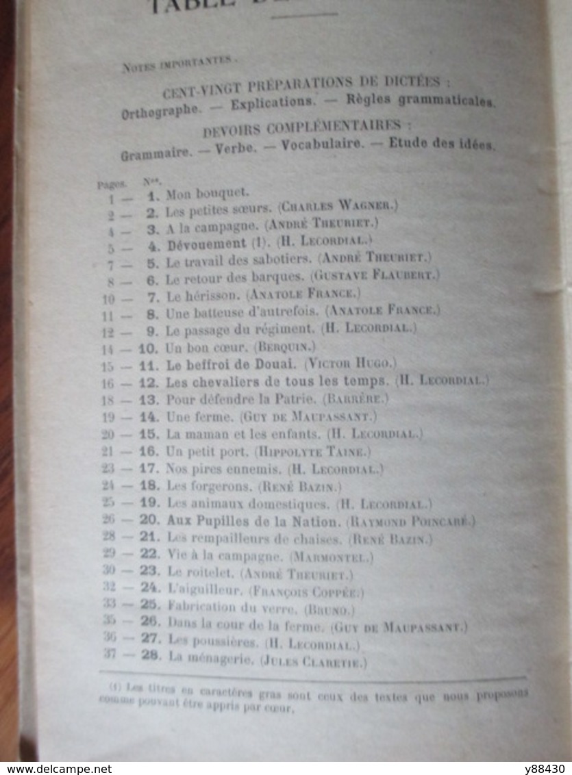 Livre - LA LANGUE FRANCAISE PAR LA DICTEE de 1923 - Cours Moyen - Librairie GEDALGE - 236 pages - 18 photos