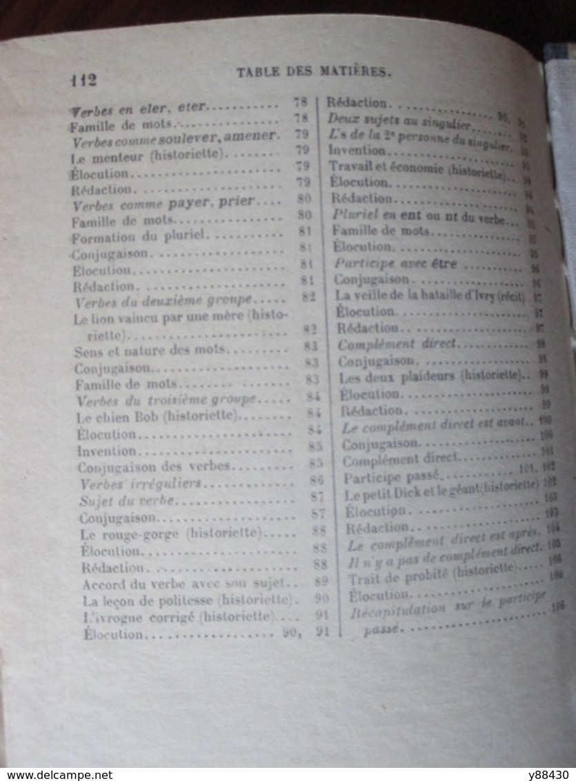 Livre - EXERCICES FRANCAIS année Préparatoire de 1934 par LARIVE & FLEURY - Cours Elémentaire -114 pages -12 photos