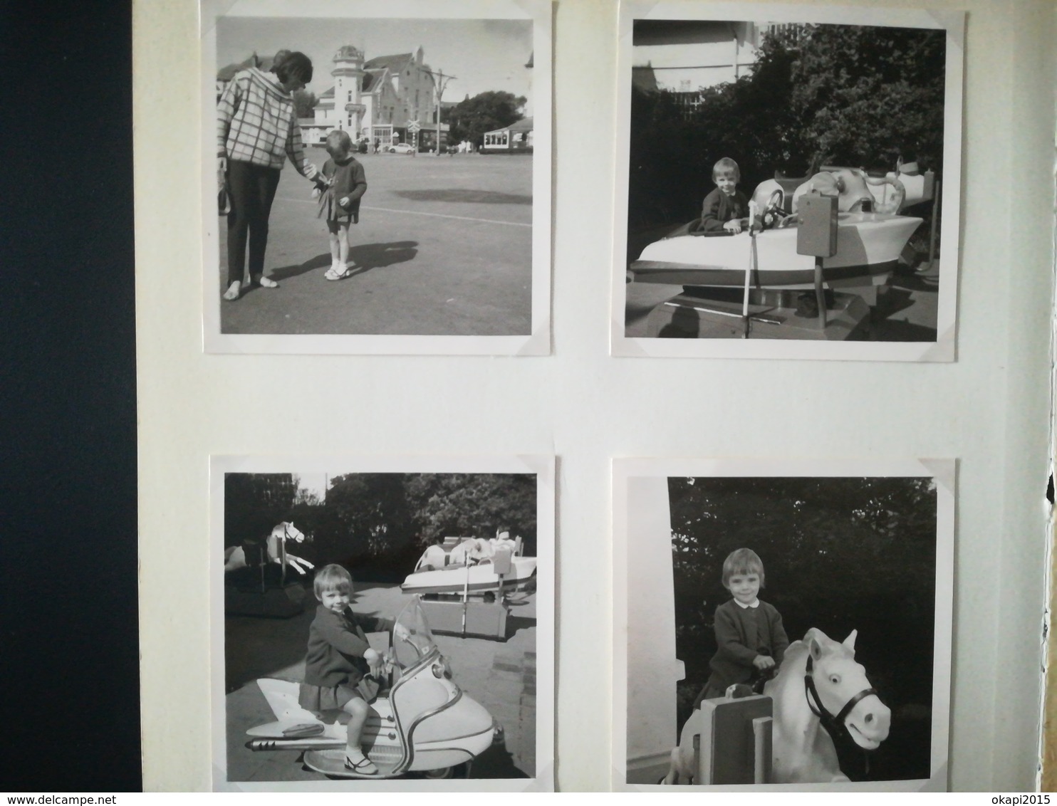 16 PHOTOS ORIGINALES CARRÉS NOIR-BLANC À BORDS BLANCS COUPLE ENFANT MANÈGE SIESTE BELGIQUE ?