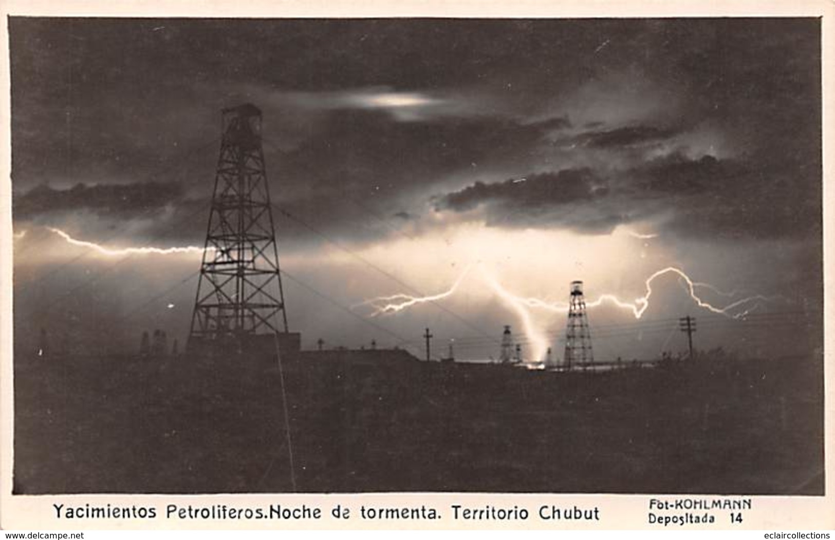 Argentine.        Yacimientos.    Exploitation Pétrolière . Nuit D'orage     Carte Photo               (voir Scan) - Argentina