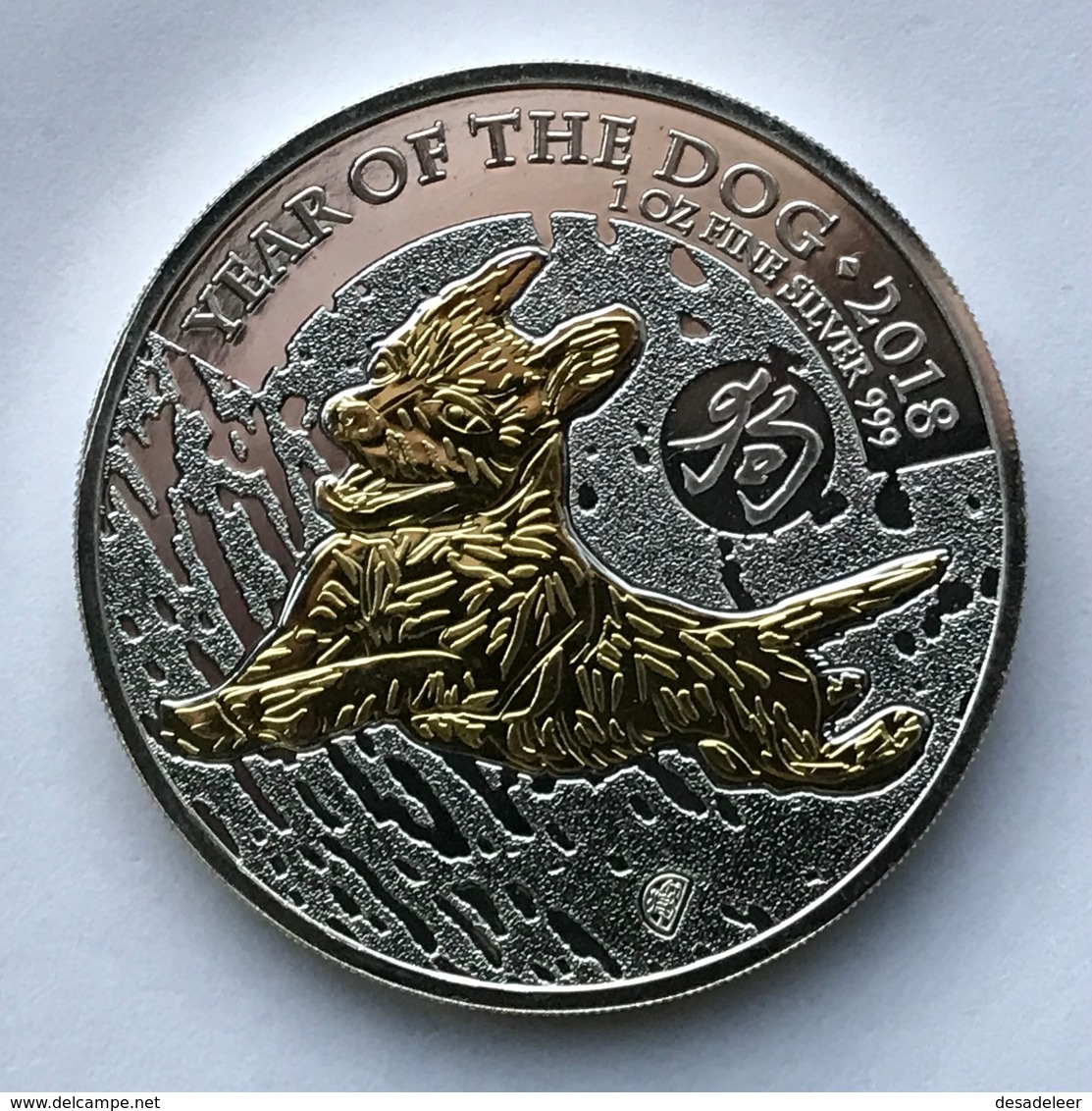 2 Pounds - United Kingdom 2018 - Year Of The Dog - Gilded Edtion, 999 Silver - 2 Pounds