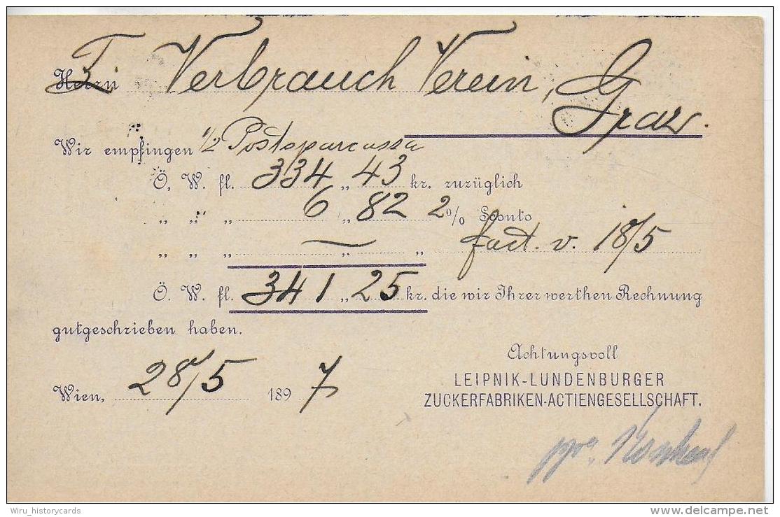 AK 0040  Correspondenz-Karte An Den Grazer Verbrauchs-Verein Um 1897 - Briefe U. Dokumente