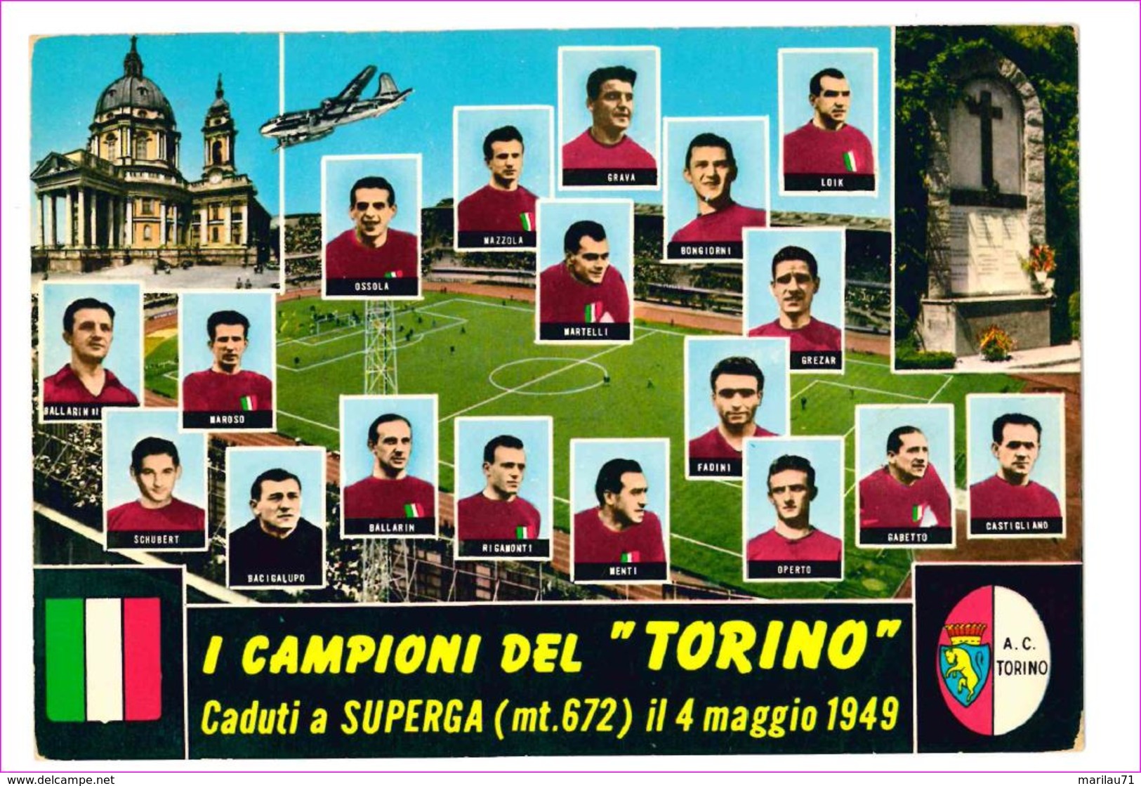 M7351 Piemonte TORINO Calcio Squadra Superga 1973 Viaggiata - Stades & Structures Sportives