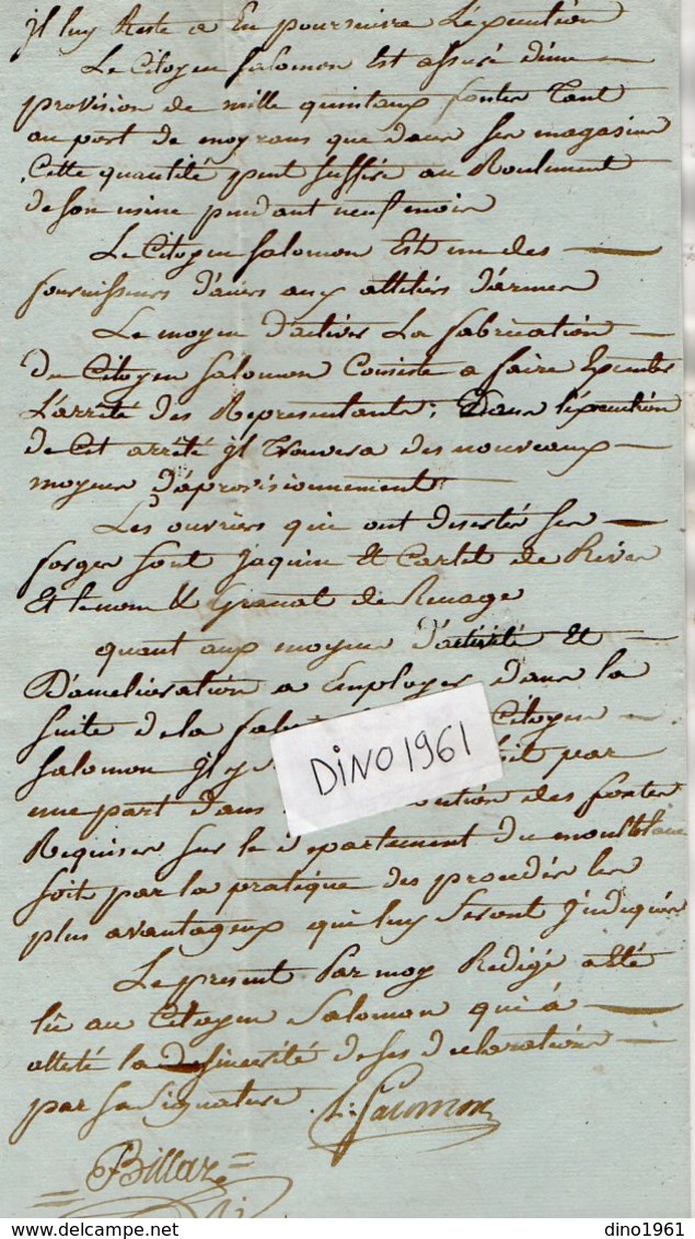 VP12.989 - Révolution Française - Acte An 3 Concernant Les Forges De .....sur La Commune De RENAGE - Manuscrits