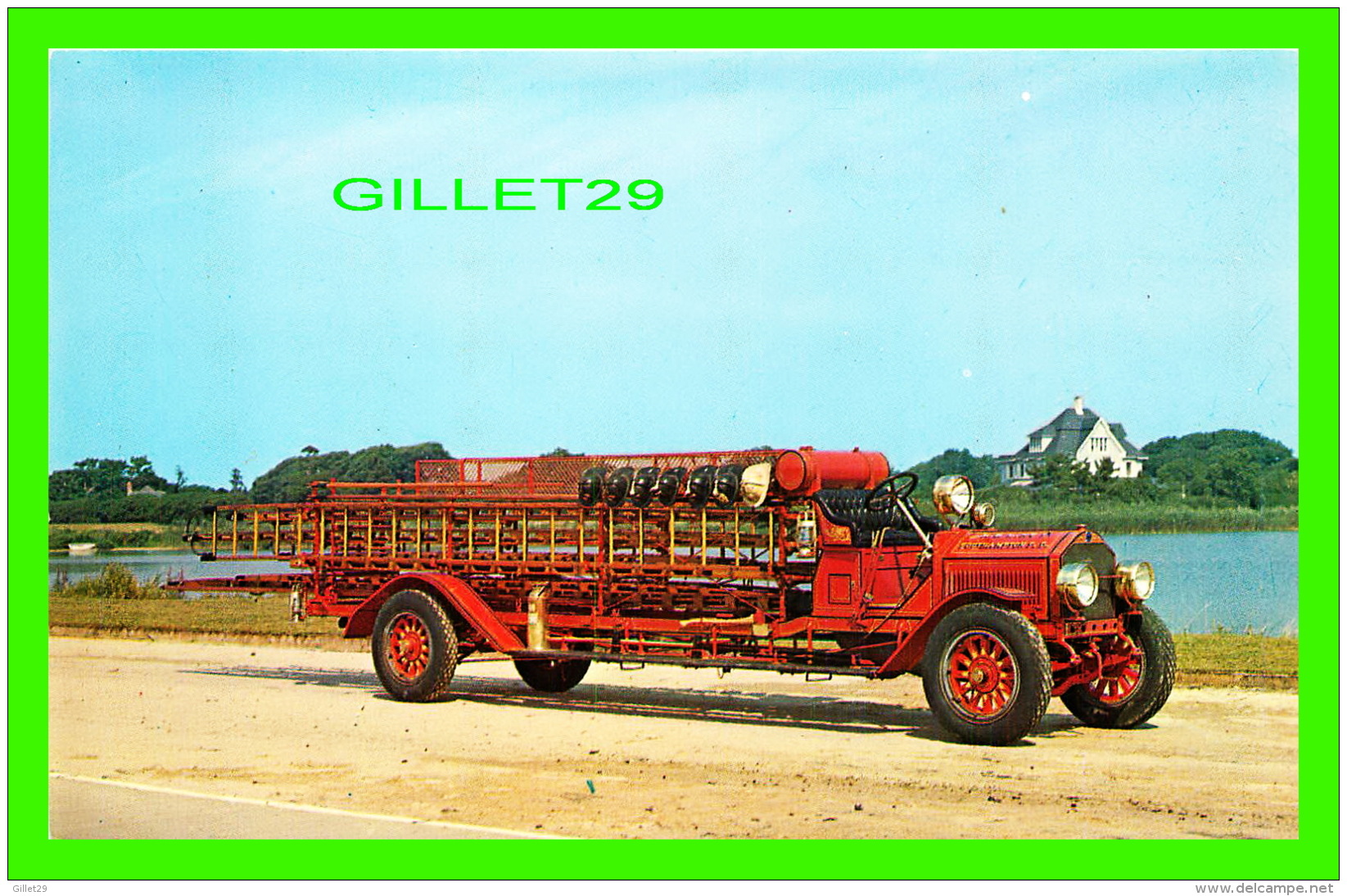 CAMIONS - FIRE TRUCK - 1913 AMERICAN-LA FRANCE HOOK &amp; LADDER - VILLAGE OF SOUTHAMPTON - LONG ISLAND AUTO MUSEUM - - Camions & Poids Lourds