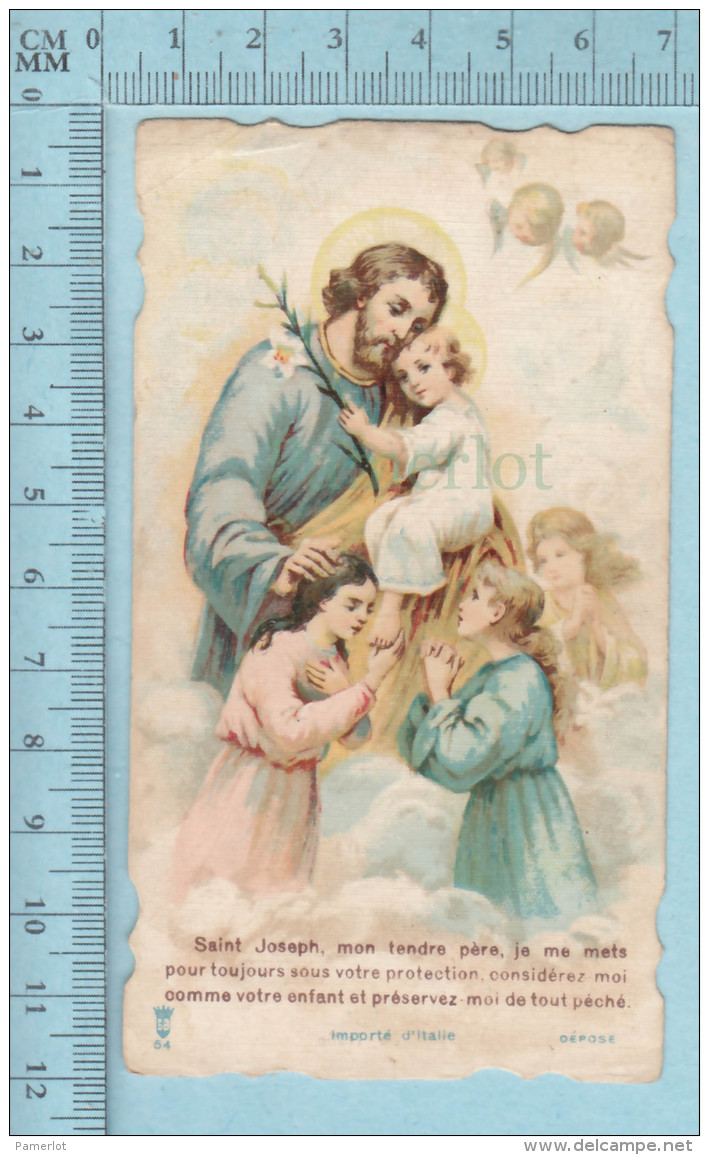 Religion, Die Cut  - St-Joseph Mon Tendre Pere, Italie 54  - Holy Card, Image Pieuse, Santini - Images Religieuses