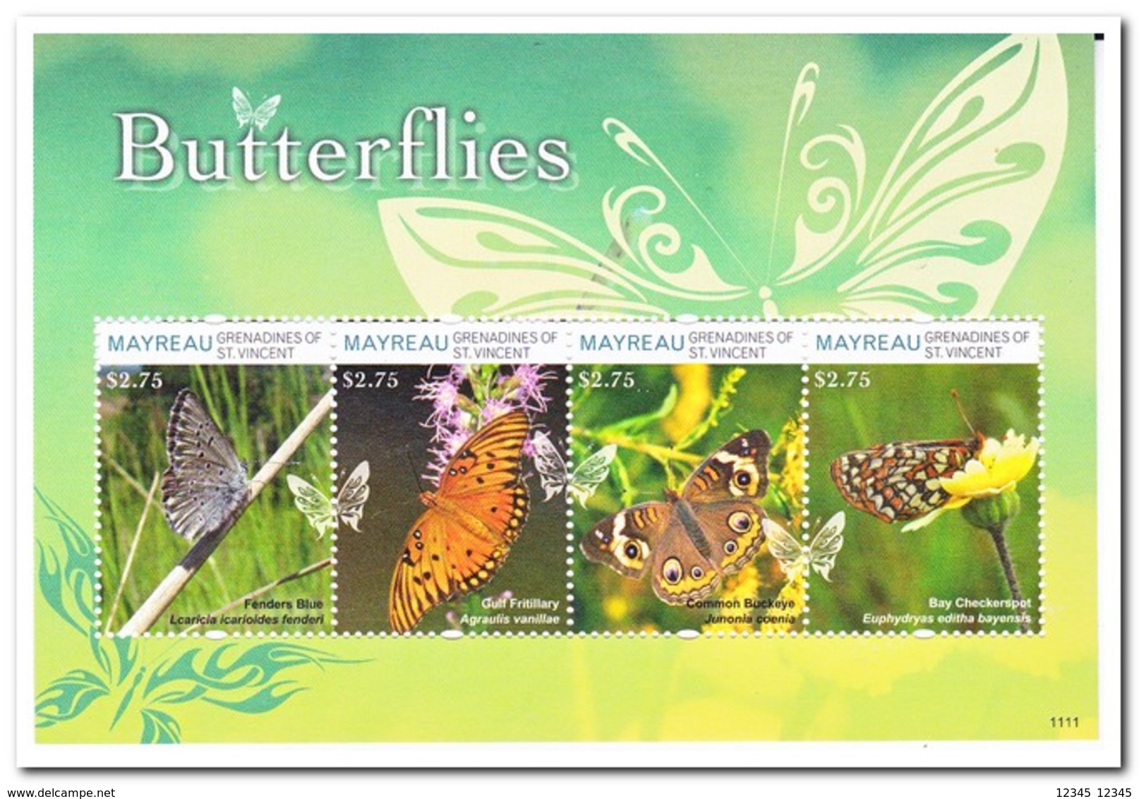 Mayreau 2012, Postfris MNH, Butterflies, Flowers - St.Vincent (1979-...)