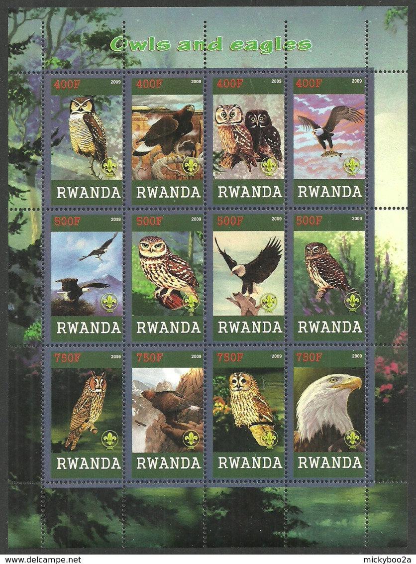 RWANDA 2009 SCOUTS BIRDS OWLS & EAGLES M/SHEET MNH - Other & Unclassified