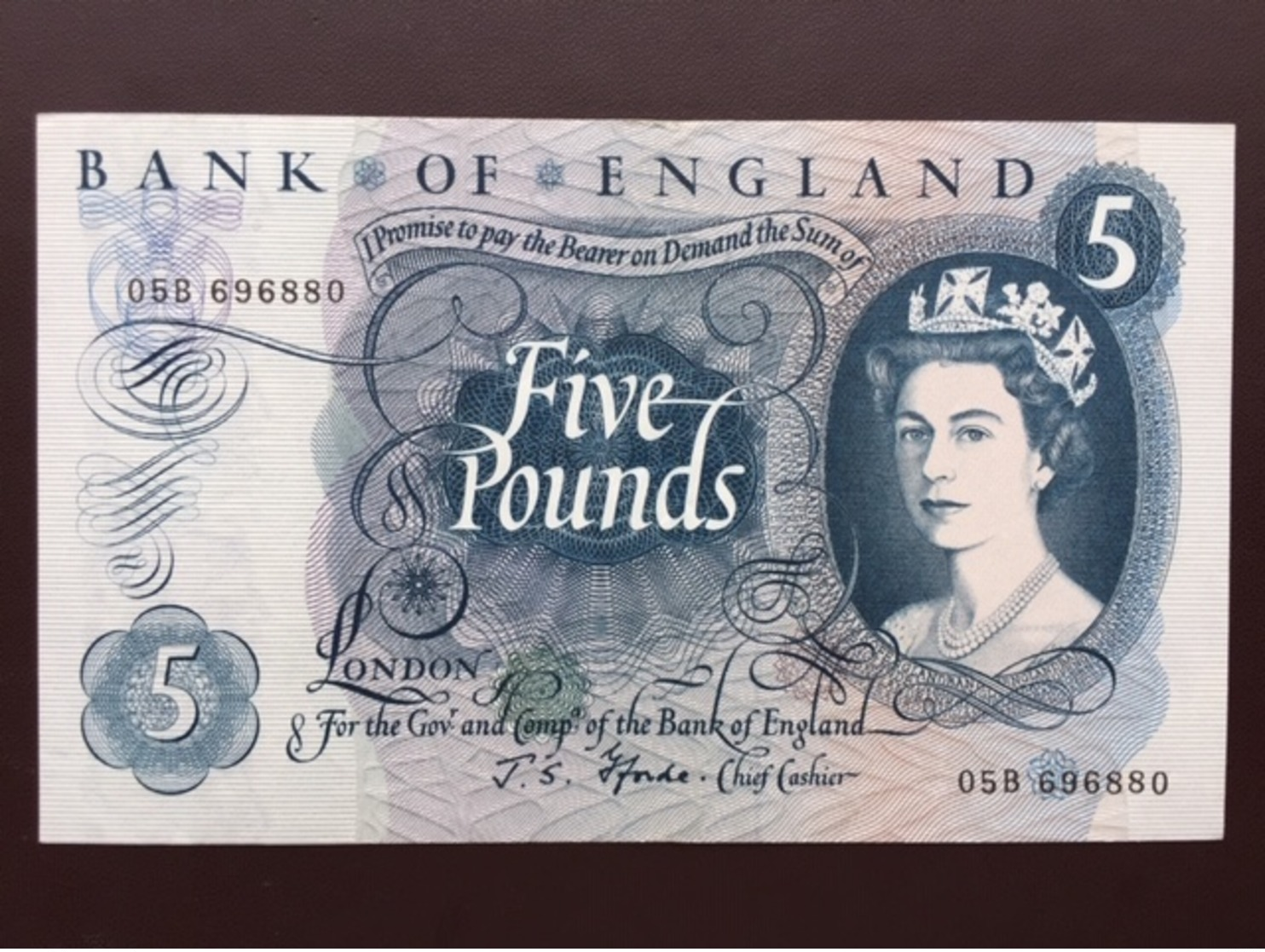 GREAT BRITAIN P375 5 POUNDS 1967.1971 AUNC - 5 Pounds