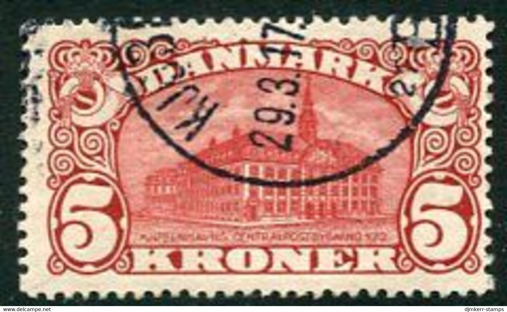 DENMARK 1912 Head Post Office 5 Kr. Crown Watermark, Used.  Michel 66 - Gebruikt