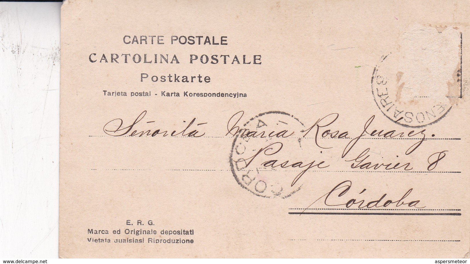 FRAY JOSE PACIFICO OTERO-AUTOGRAPHE SIGNE SUR POSTCARD ORIGINAL YEAR 1905 CIRCULEE TIMBRES ARRACHES -BLEUP - Autres & Non Classés