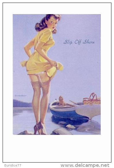 Pin Ups Of GIL ELVGREN Postcard RPPC - (23) Slip Off Shore, 1944 - Size 15x10 Cm.aprox. - Pin-Ups