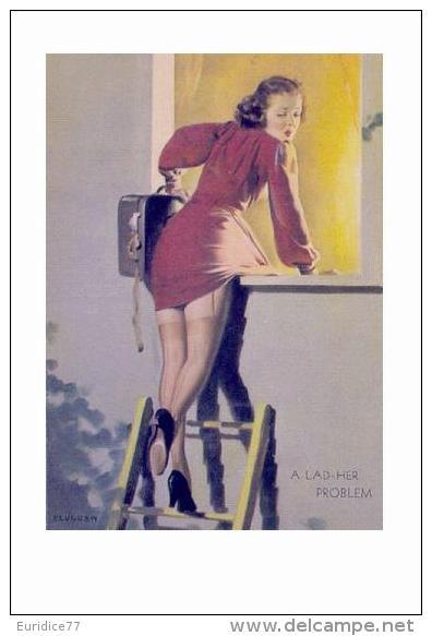 Pin Ups Of GIL ELVGREN Postcard RPPC - (18) A Lad-Her Problem, 1940 - Size 15x10 Cm.aprox. - Pin-Ups