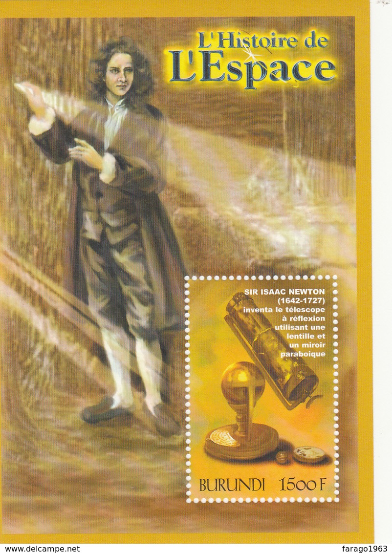 2000 Burundi Space Newton's Telescope Astronomy Souvenir Sheet MNH - Unused Stamps