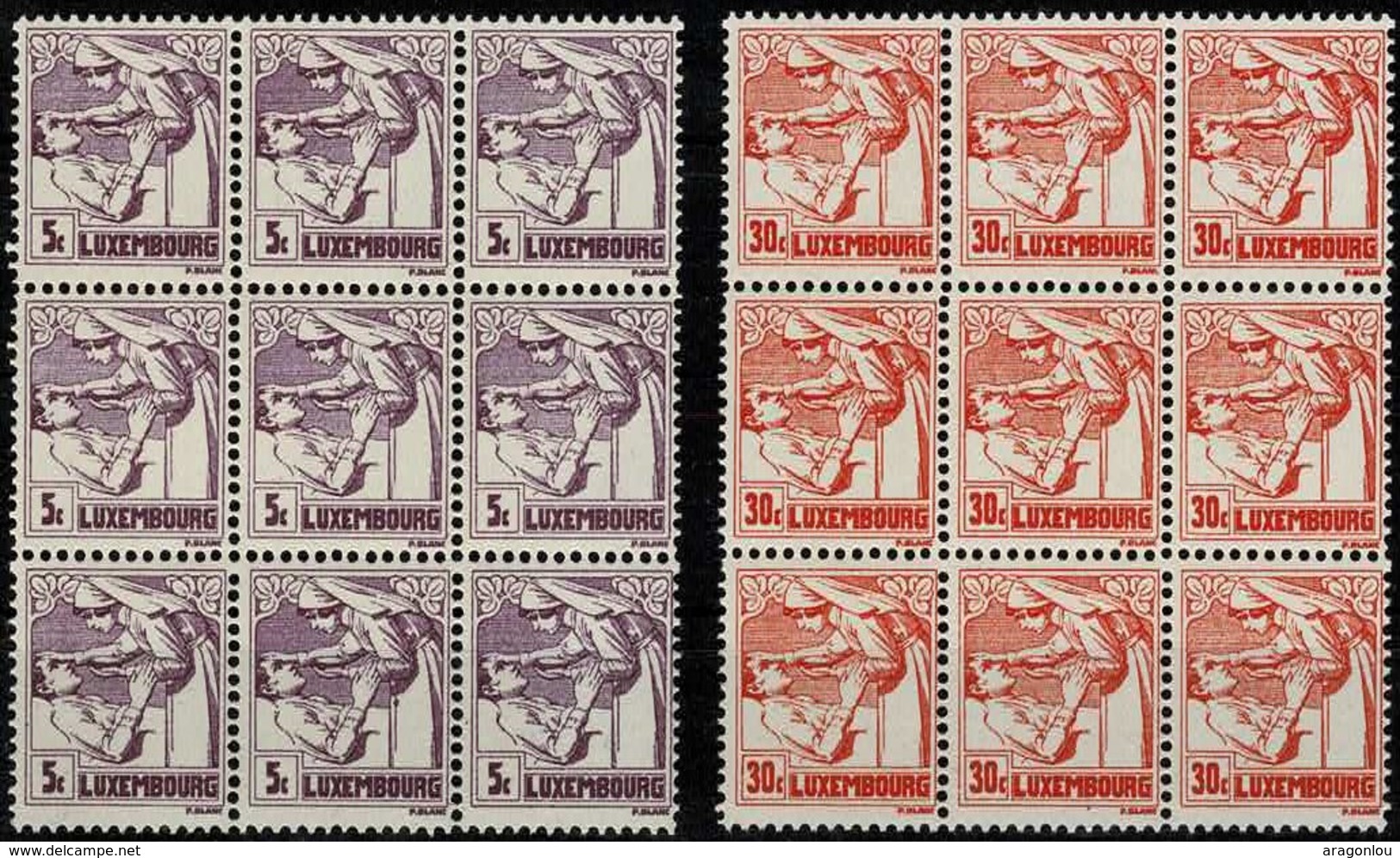 1925 Lutte Contre La Tuberculose, Série Michel:157-160, Feuilles à 9 Timbres, Neuf (4scans) - Neufs