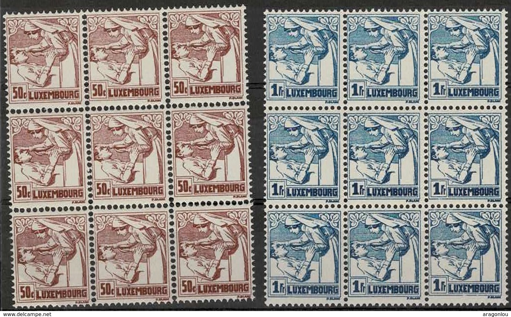 1925 Lutte Contre La Tuberculose, Série Michel:157-160, Feuilles à 9 Timbres, Neuf (4scans) - Neufs