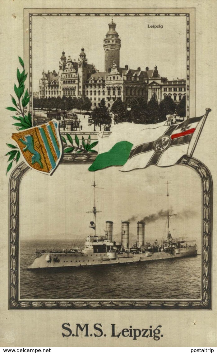 1916   MARINE FELDPOST  S M S   SMS  LEIPZIG - Guerre