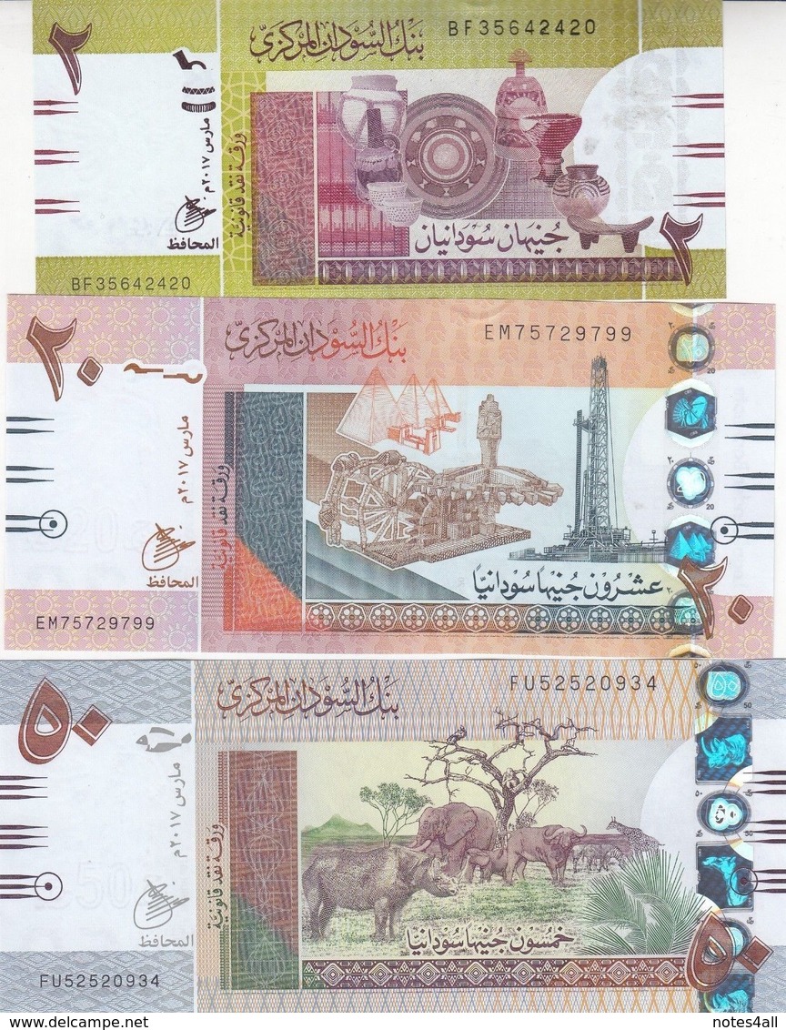 SUDAN 2 5 10 20 50 POUNDS March 2017 P-71 72 73 74 75 UNC SET */* - Soudan