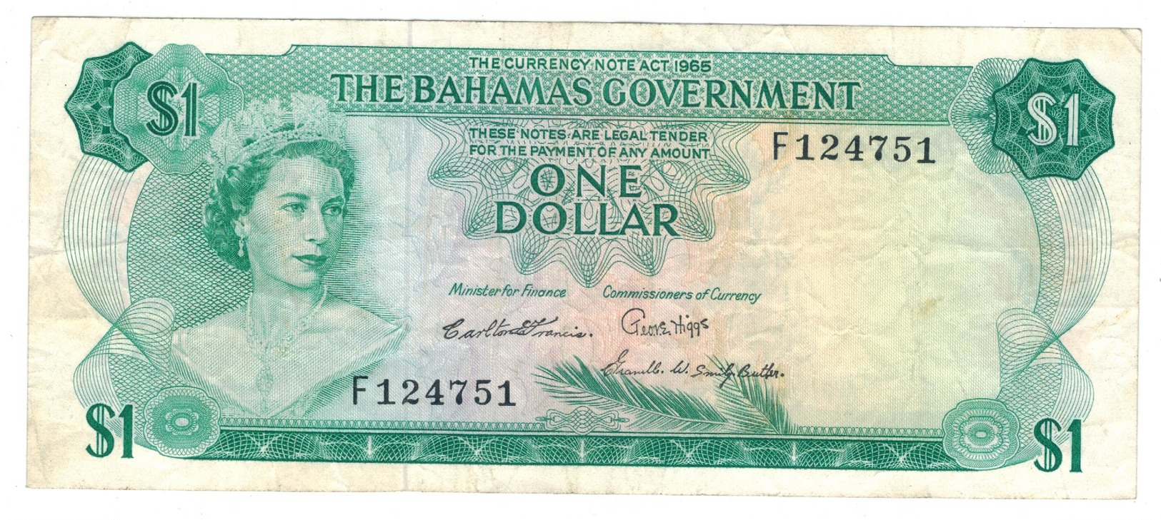 Bahamas 1 Dollar (1965) , VF. - Bahama's