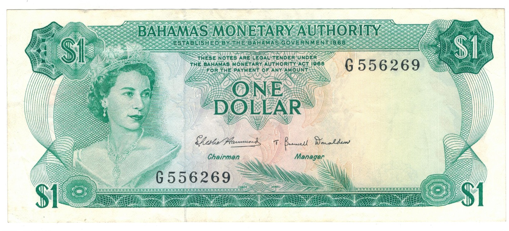Bahamas 1 Dollar (1968) , XF. - Bahamas