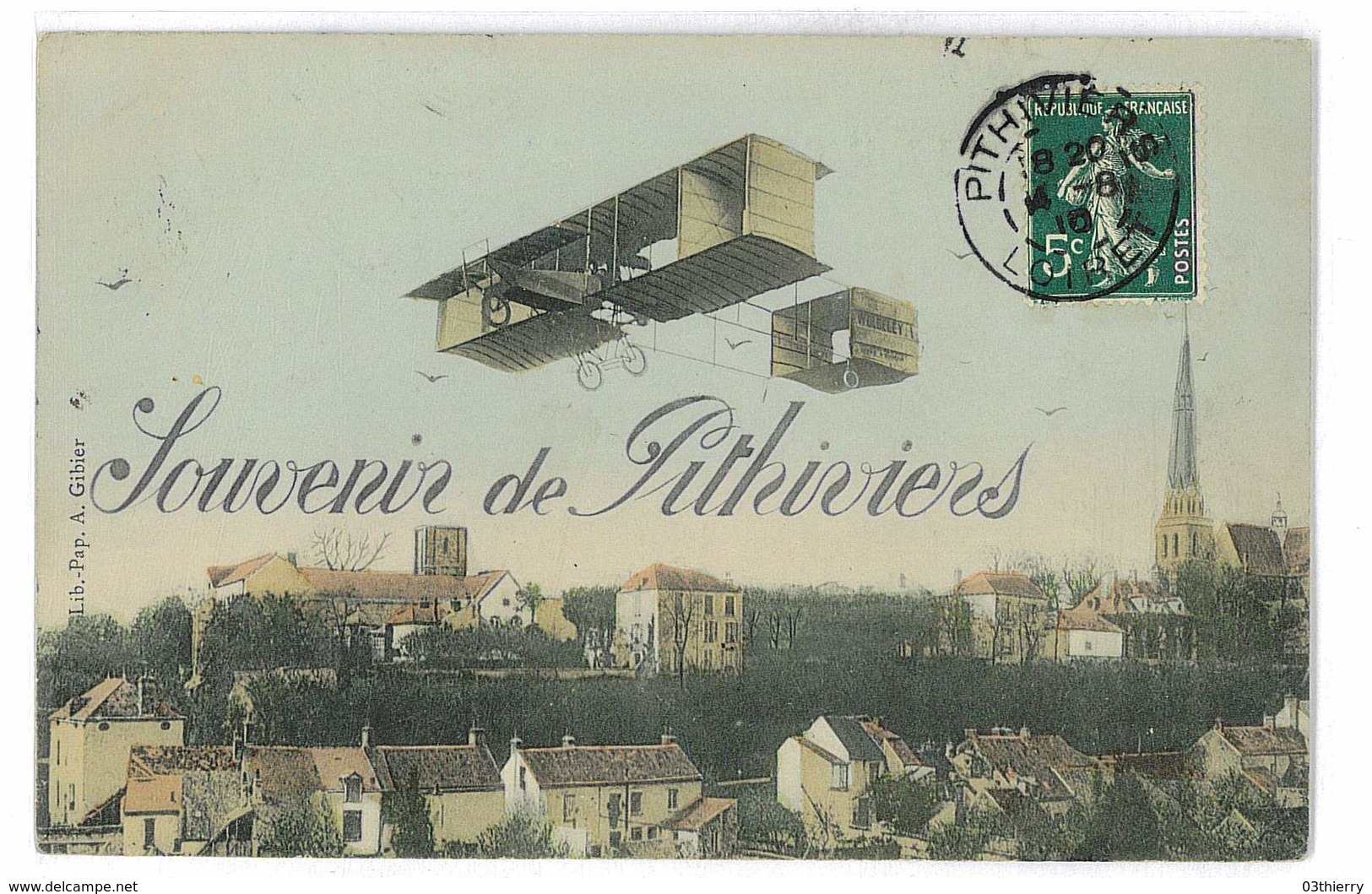 CPA 45 PITHIVIERS SOUVENIR AVION - Pithiviers