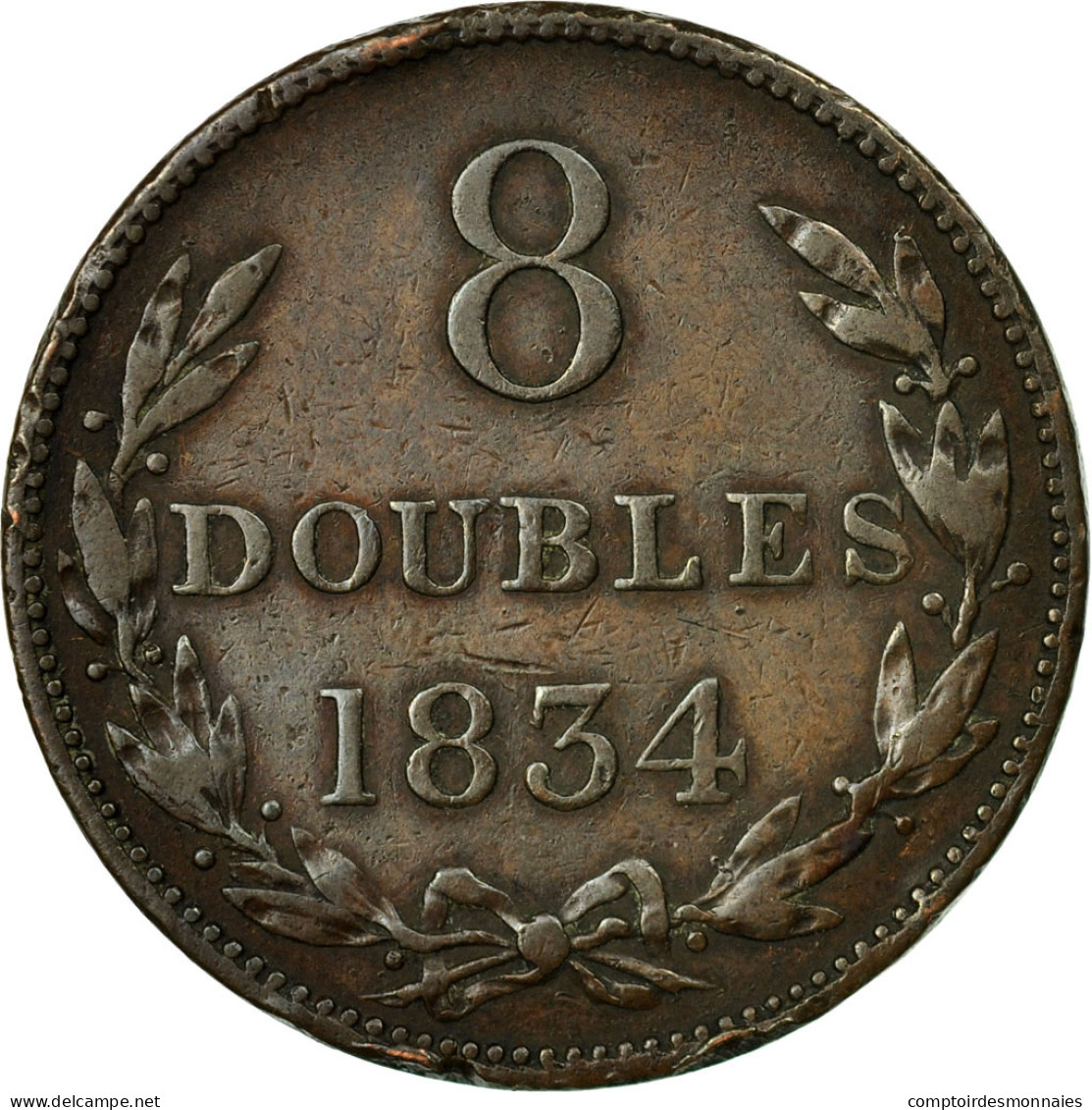 Monnaie, Guernsey, 8 Doubles, 1834, TB+, Cuivre, KM:3 - Guernsey