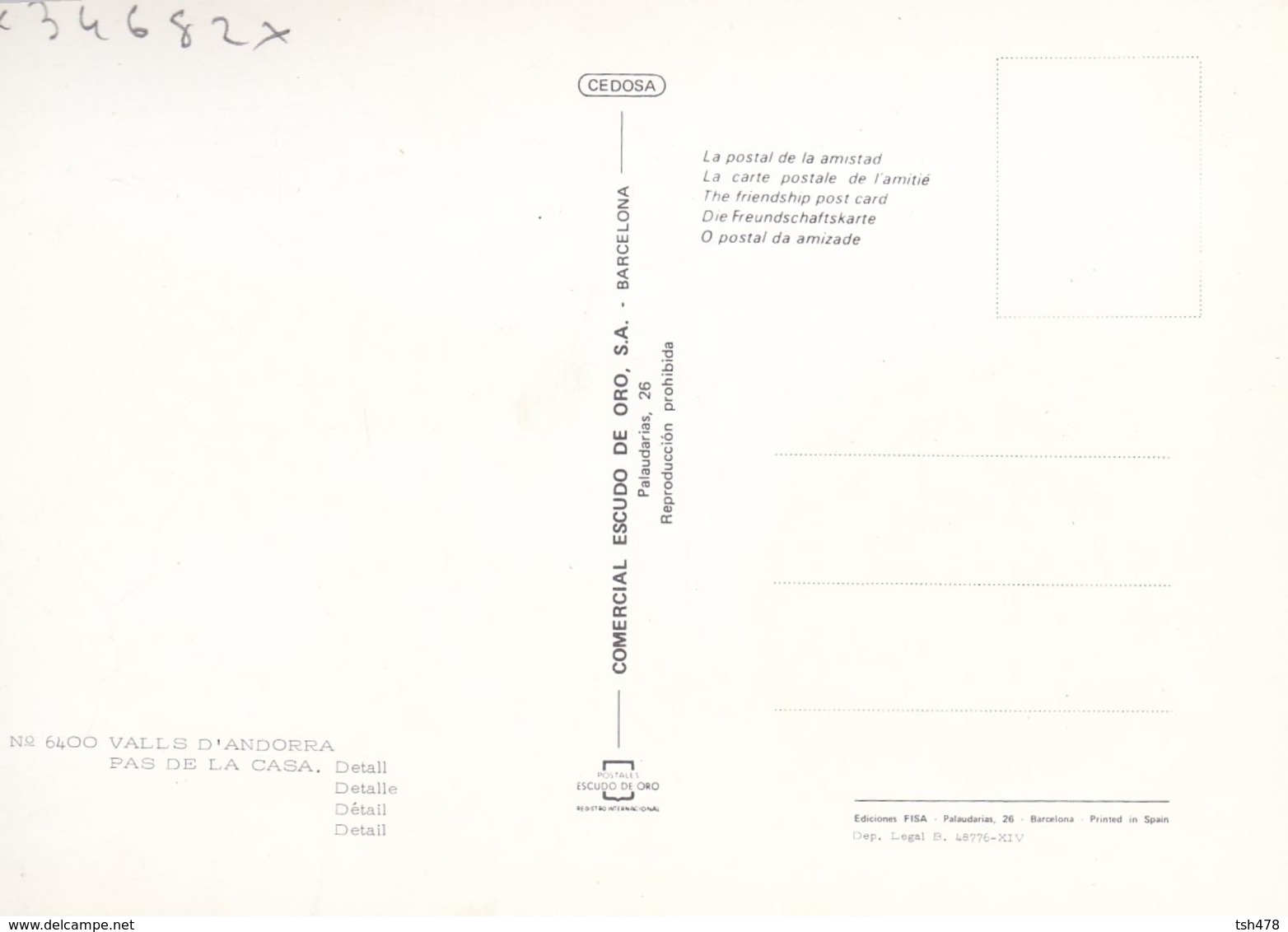 ANDORRE--VALLS D'ANDORRA--PAS DE LA CASA--( Voitures Des Années 60-70   DS + Autres )--voir 2 Scans - Andorre