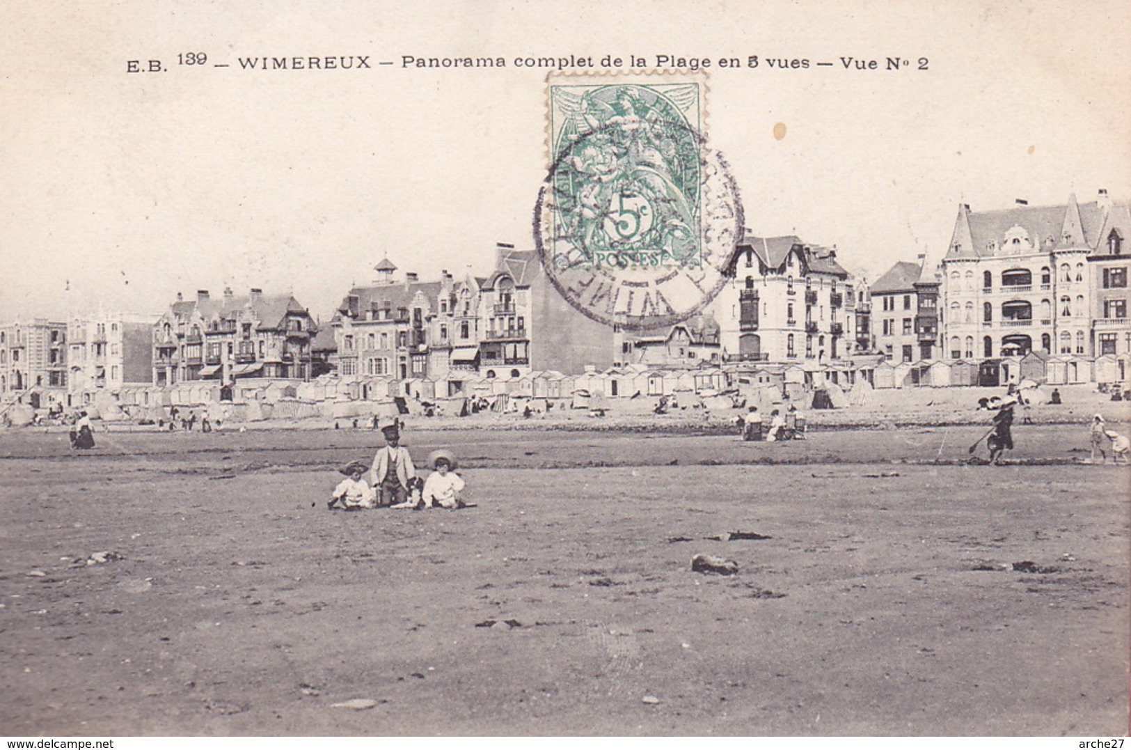 CPA - 62 - WIMEREUX - Panorama Complet De La Plage En 5 Vues - Vue N°2 - Other & Unclassified