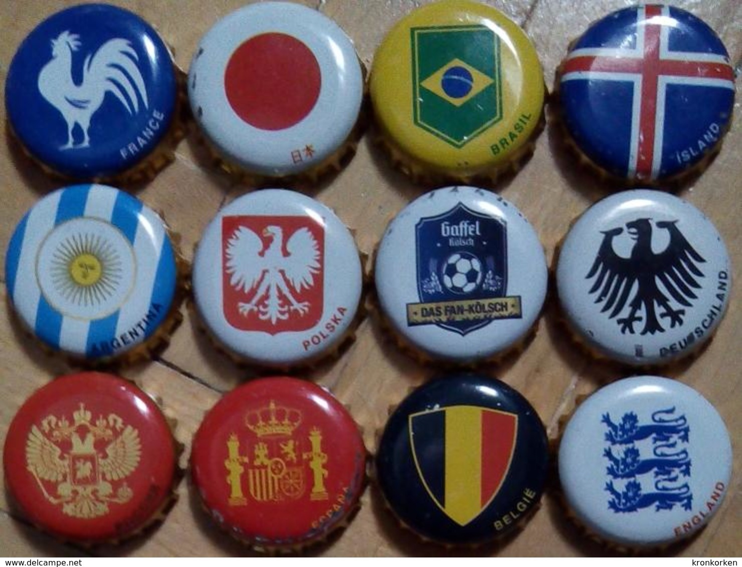 12 Gaffel Bier Kronkorken Fifa Football WM Cup 2018 Beer Bottle Crown Caps Set, Chapas Cerveza Tapon Corona Tappi Birra - Cerveza