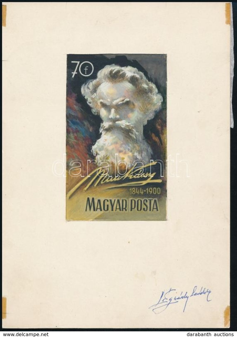 1960 Munkácsy Mihály, Légrády Sándor Bélyegterv Aláírással (képméret: 6 X 10 Cm) - Altri & Non Classificati