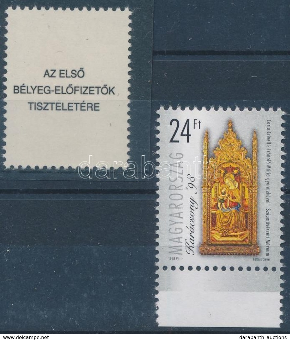 ** 1998 Karácsony I. ,,Az Első Bélyeg-előfizetők Tiszteletére' Hátoldali Felirattal + Támpéldány (20.000) - Sonstige & Ohne Zuordnung