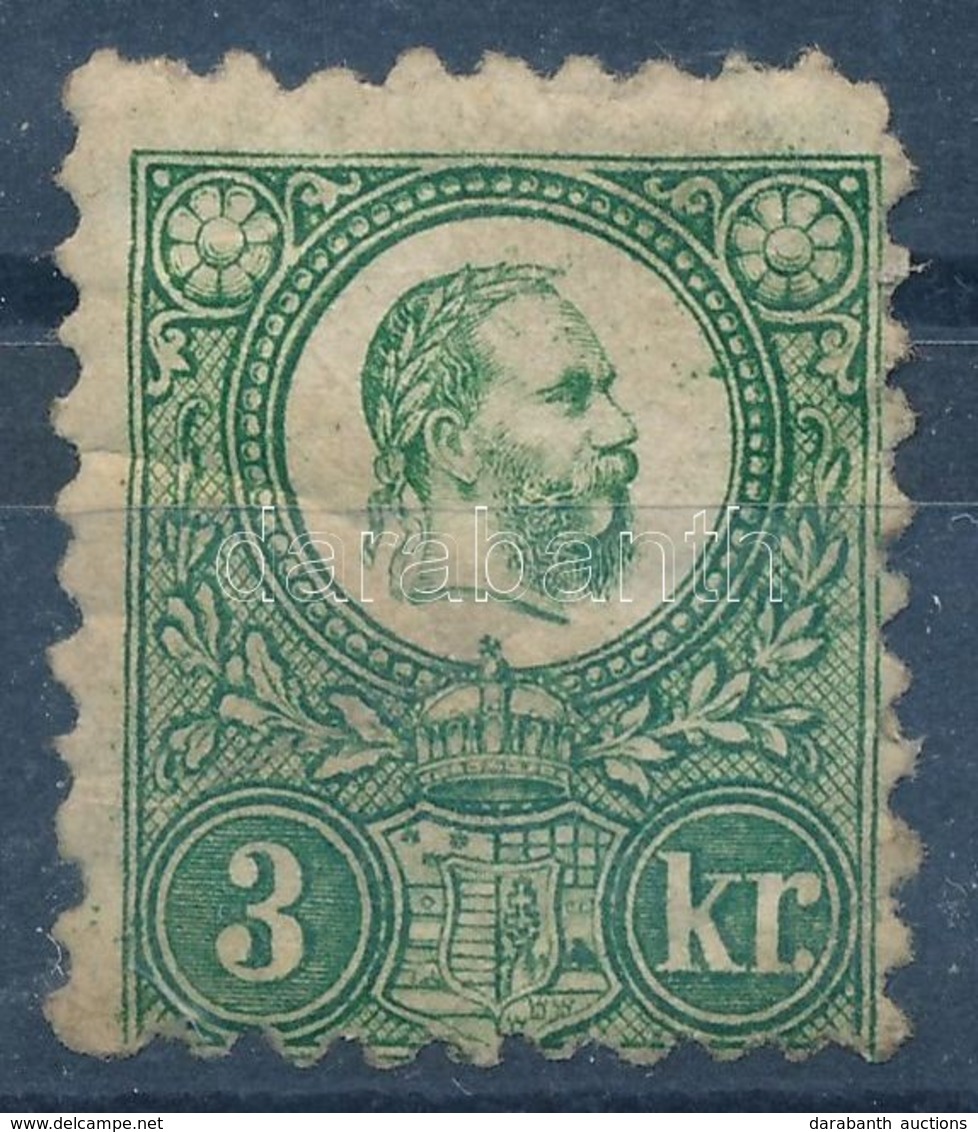 (*) 1871 Réznyomat 3kr (27.500) (sarokhiba, Töredezett Gumi / Corner Fault, Broken Gum) - Otros & Sin Clasificación