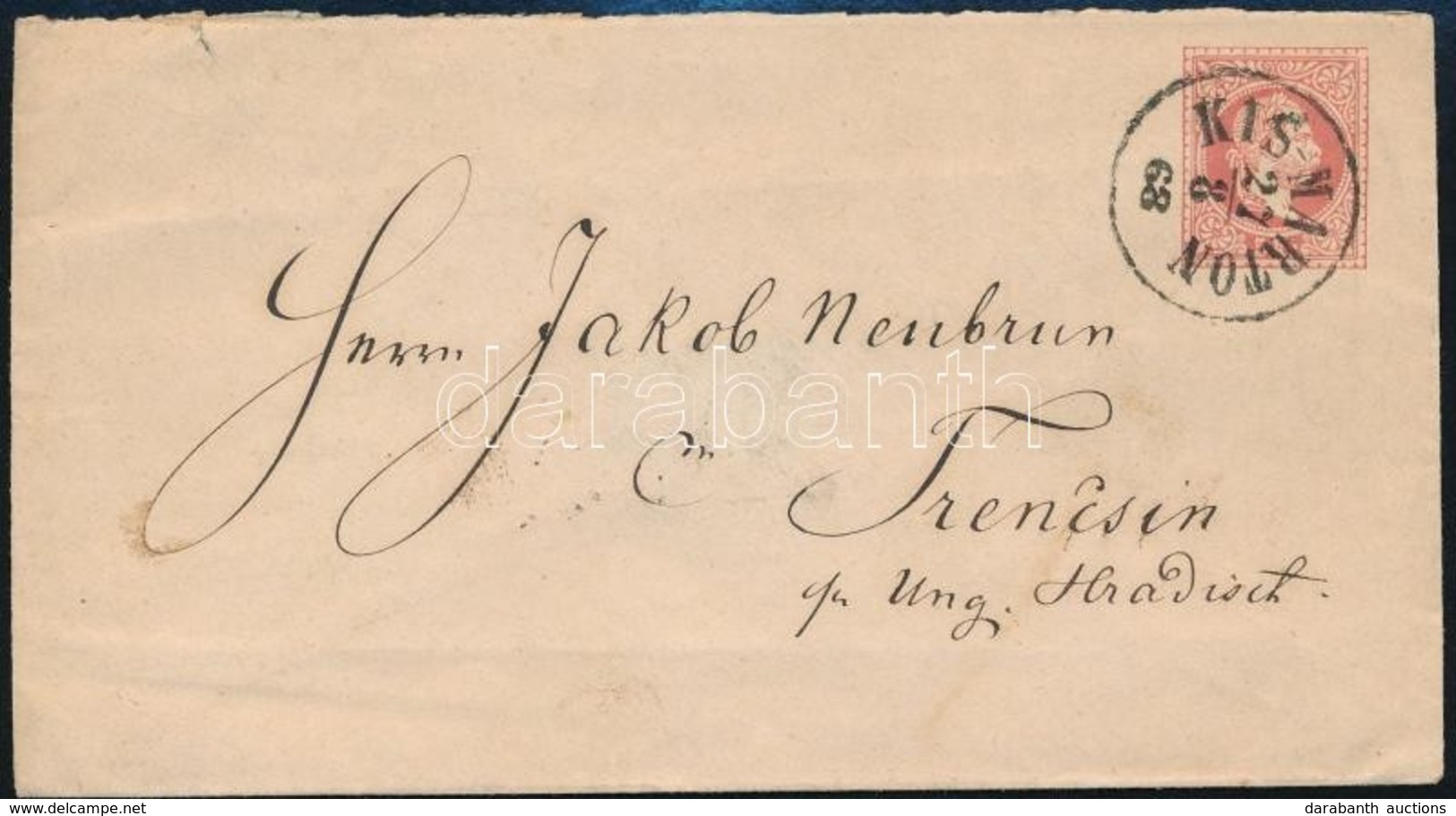 1868 5kr Díjjegyes Boríték 'KIS-MARTON' - 'TRENCHIN' - Altri & Non Classificati