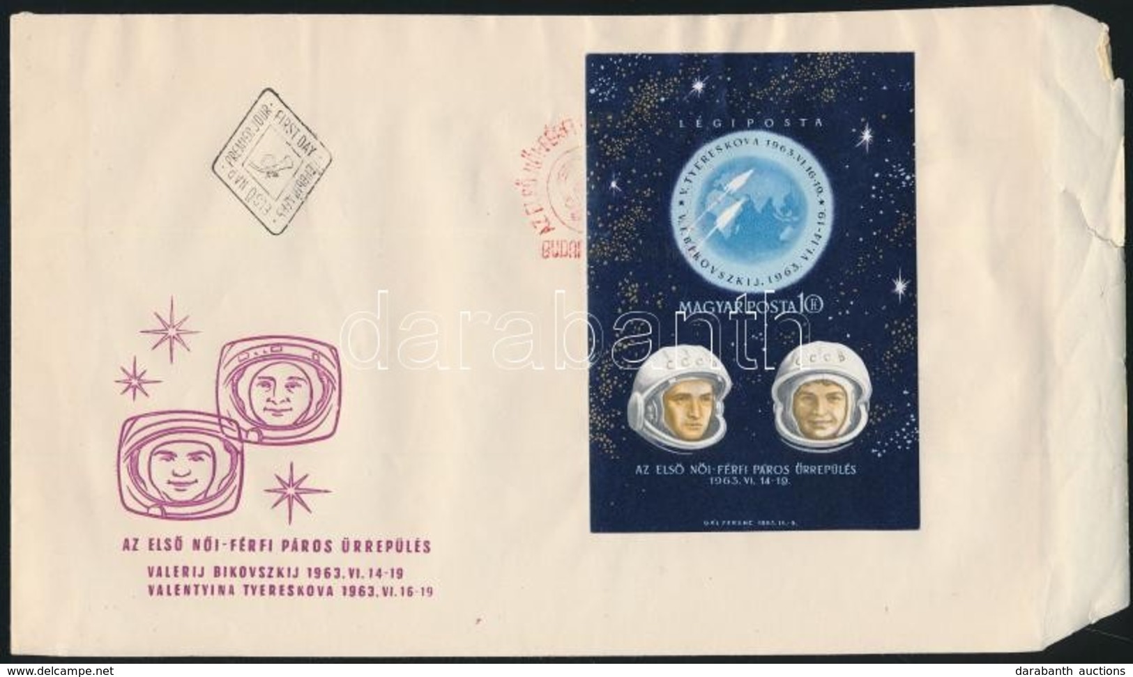 1963 Az Első Női-férfi Páros űrrepülés Vágott Blokk FDC (4.500) - Andere & Zonder Classificatie