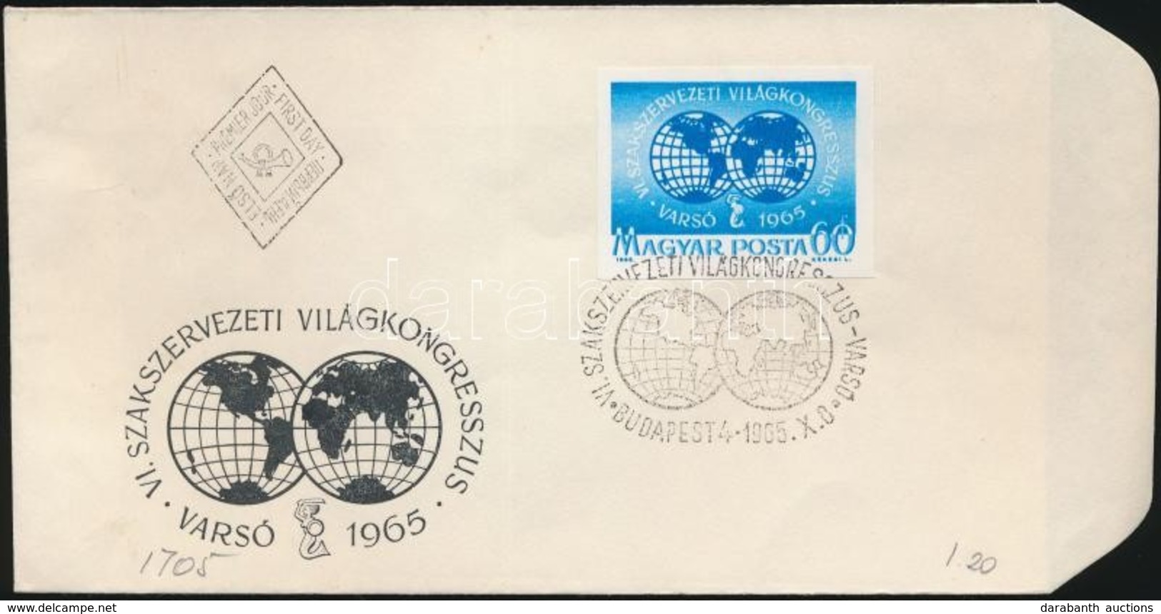 1965 Évfordulók - Események (III.) - Varsói Szakszervezeti Világkongresszus Vágott Bélyeg FDC - Otros & Sin Clasificación