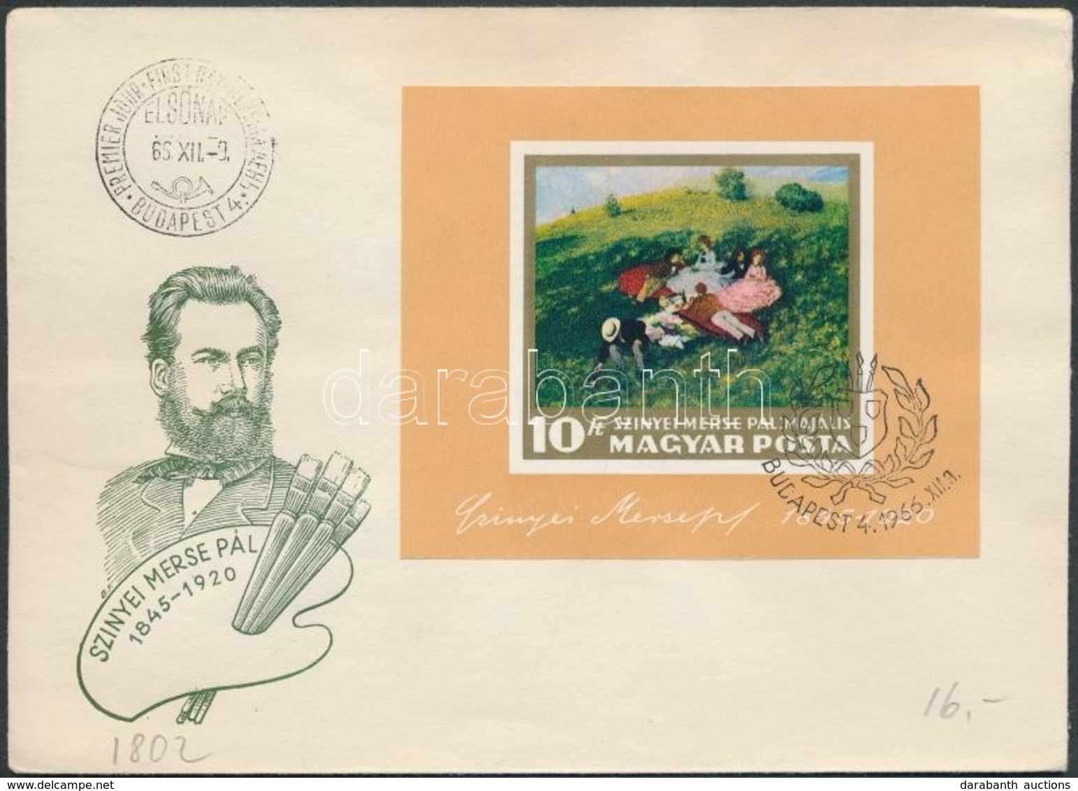 1966 Festmény (I.) Vágott Blokk FDC (4.000) - Sonstige & Ohne Zuordnung