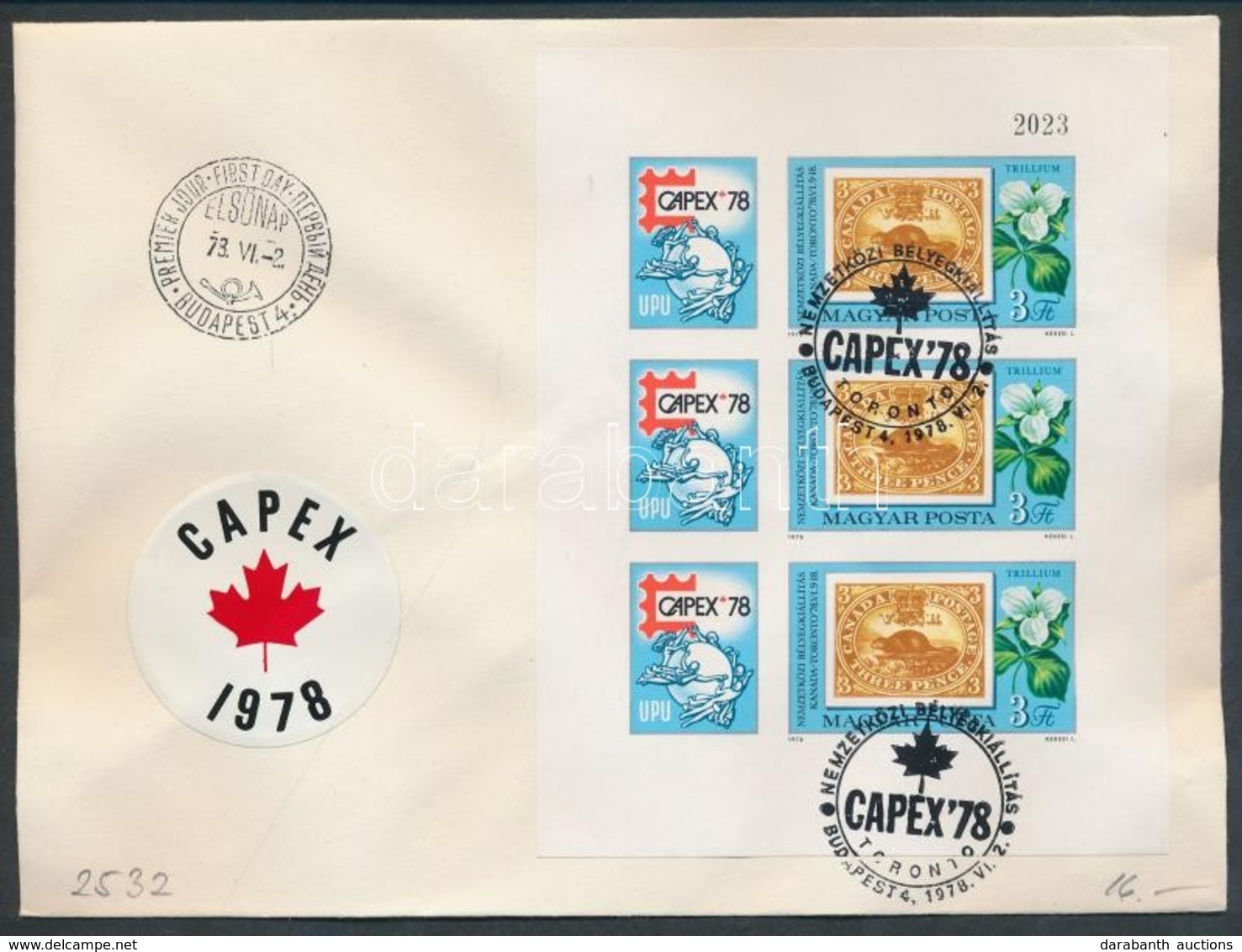 1978 Capex Vágott Kisív FDC-n (3.600) - Otros & Sin Clasificación