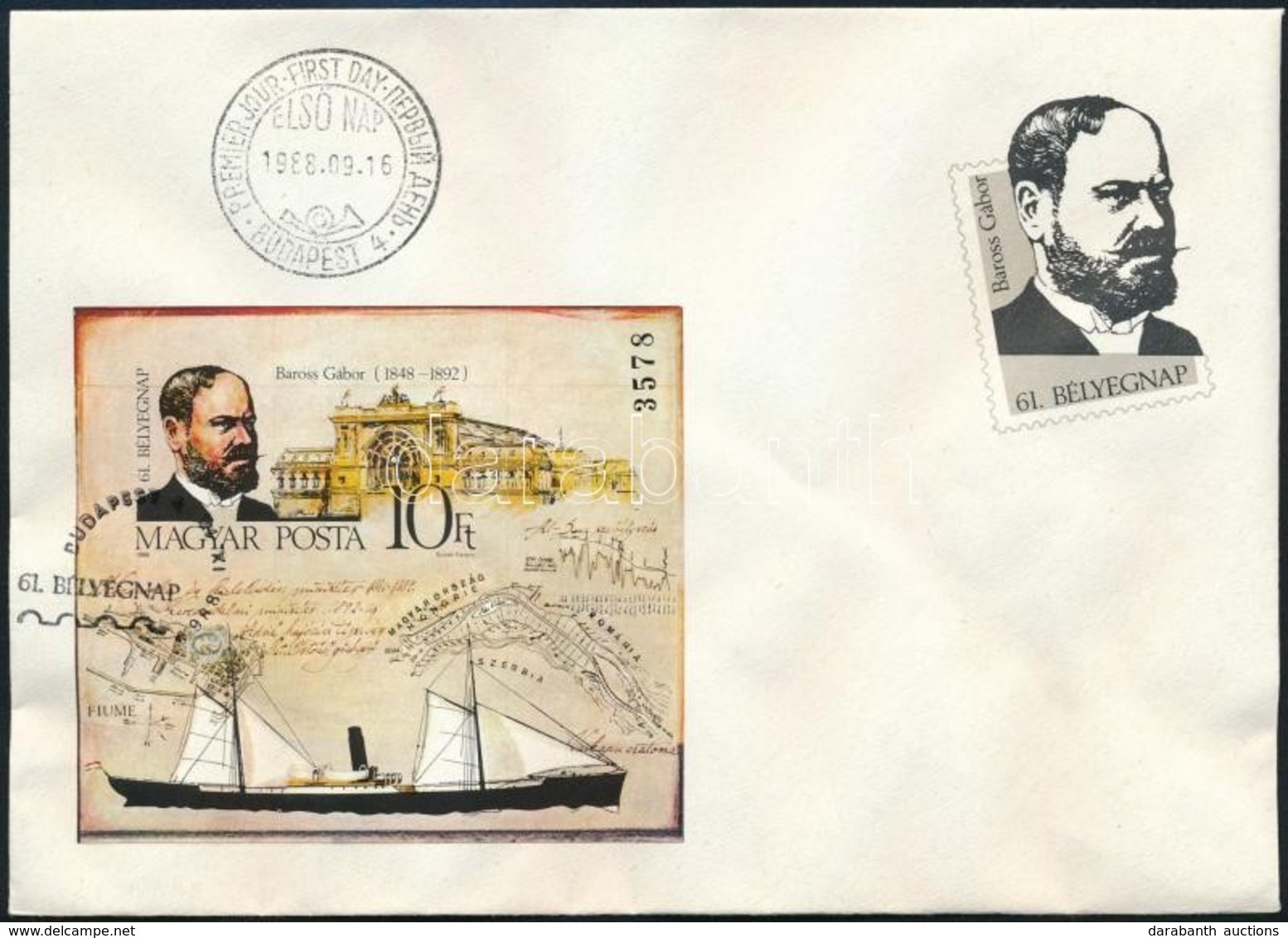 1988 Bélyegnap (61.) Vágott Blokk FDC (7.000) - Otros & Sin Clasificación