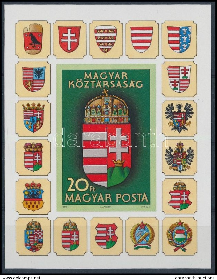 ** 1990 Magyar Köztársaság Címere Vágott Blokk (7.000) - Sonstige & Ohne Zuordnung
