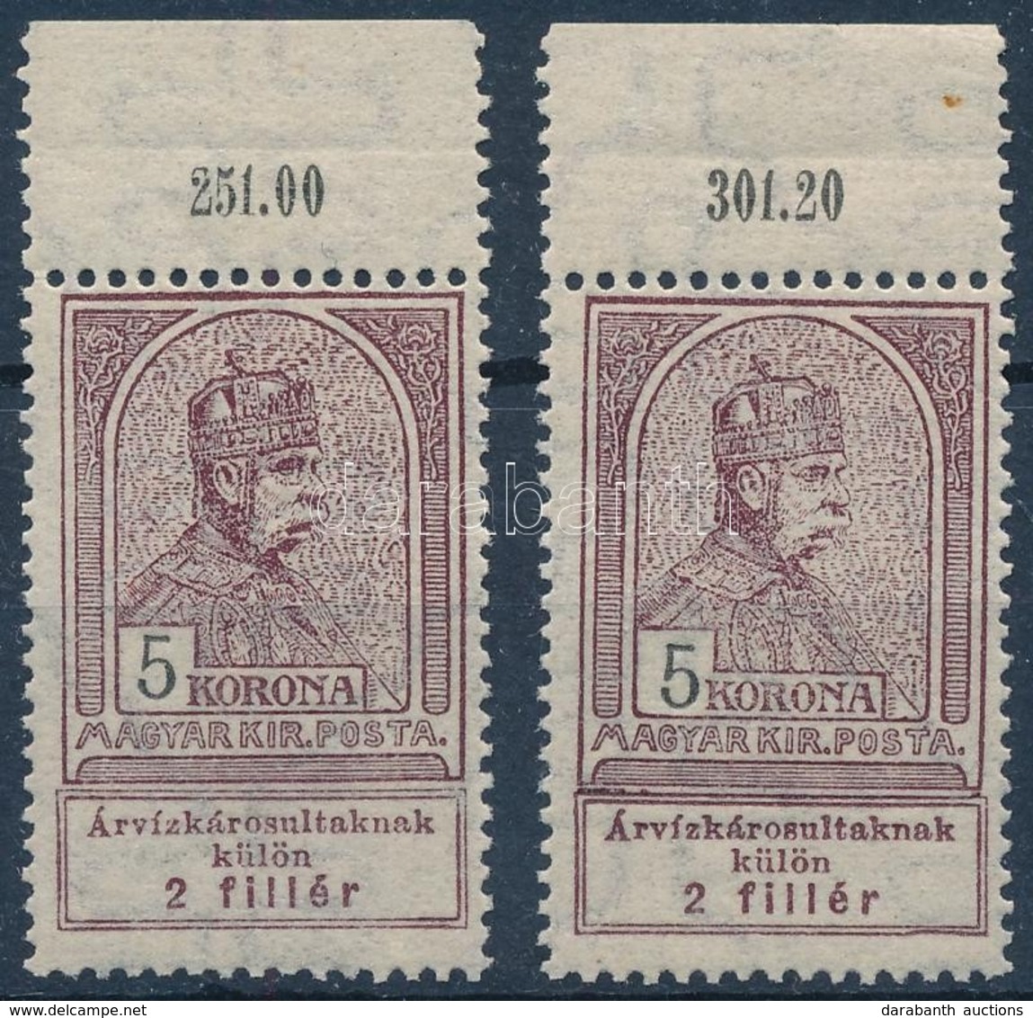 ** 1913 Árvíz (I.) 2 X 5K ívszéllel (24.000) - Altri & Non Classificati