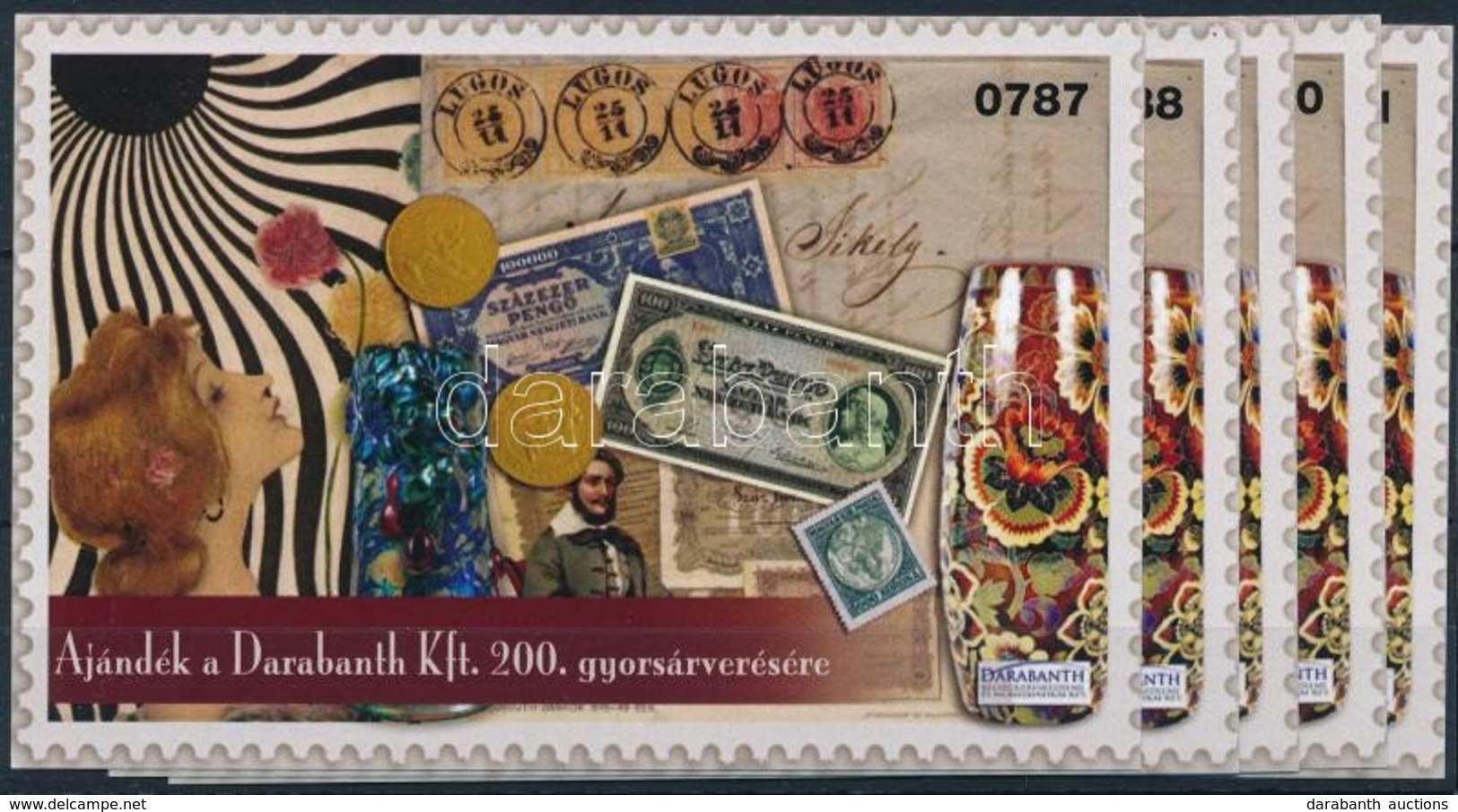 ** 2013 Darabanth 200. Gyorsárverés 5 Db Ajándék Emlékív Sorszámkövetőek - Altri & Non Classificati