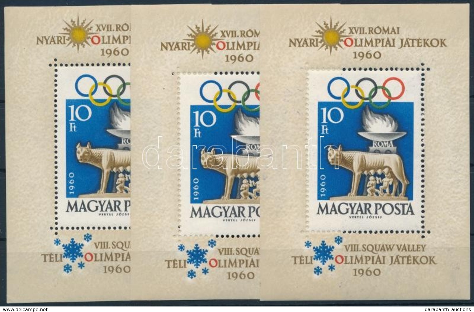 ** 1960 Római Olimpia 3 Db Blokk (15.000) - Otros & Sin Clasificación