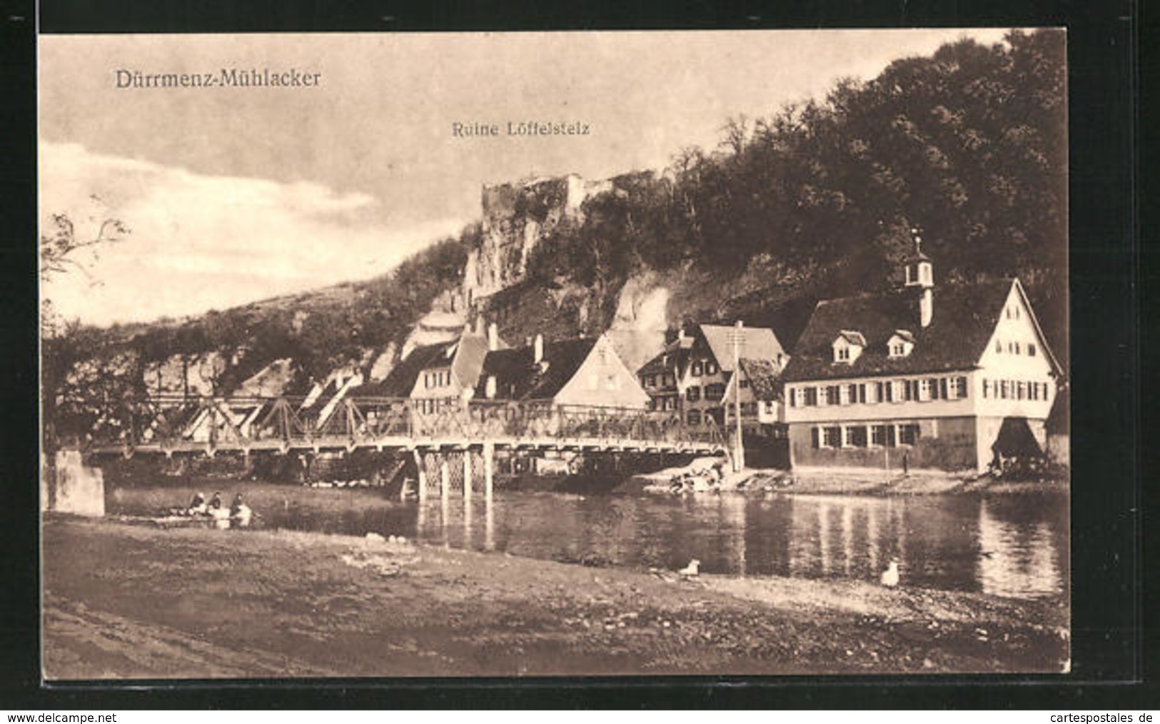 AK Dürrmenz-Mühlacker, Flussbrücke Und Ruine Löffelstelz - Mühlacker