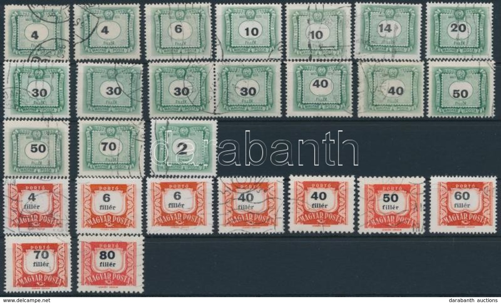 O 1953-1958 26 Db Portóbélyeg Eltolódott értékszámokkal - Usati